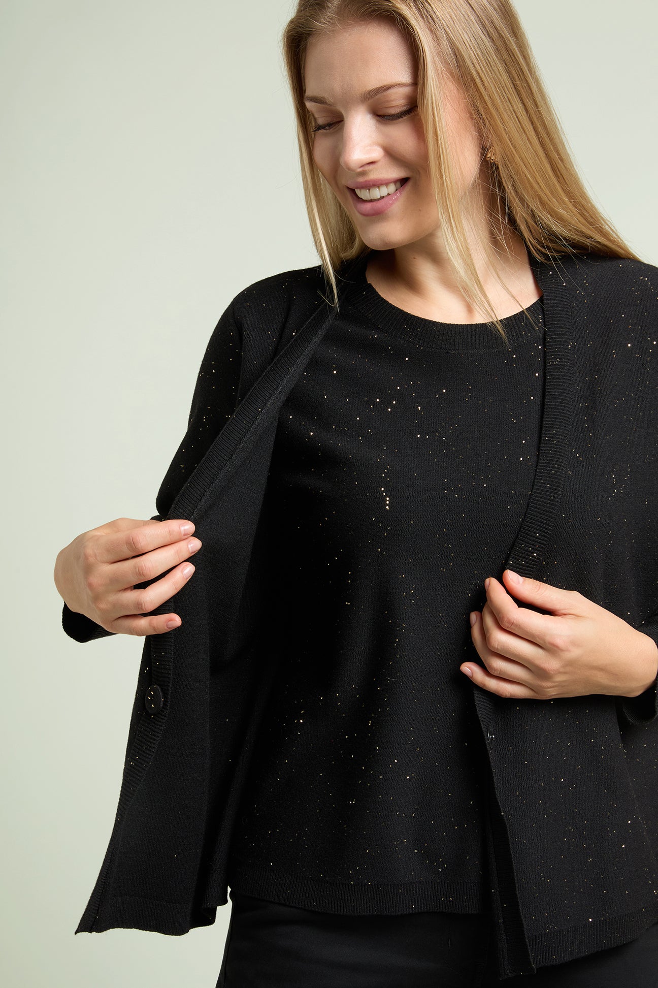 MAGLIA EFFETTO TWIN-SET CON PUNTI LUCE