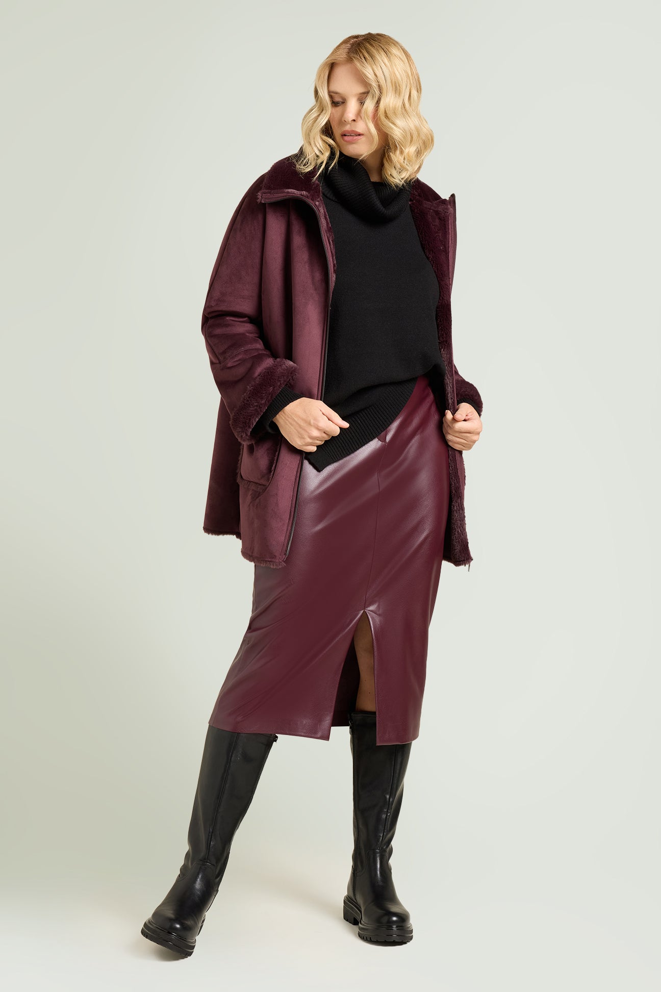 GONNA LUNGA IN TESSUTO SPALMATO