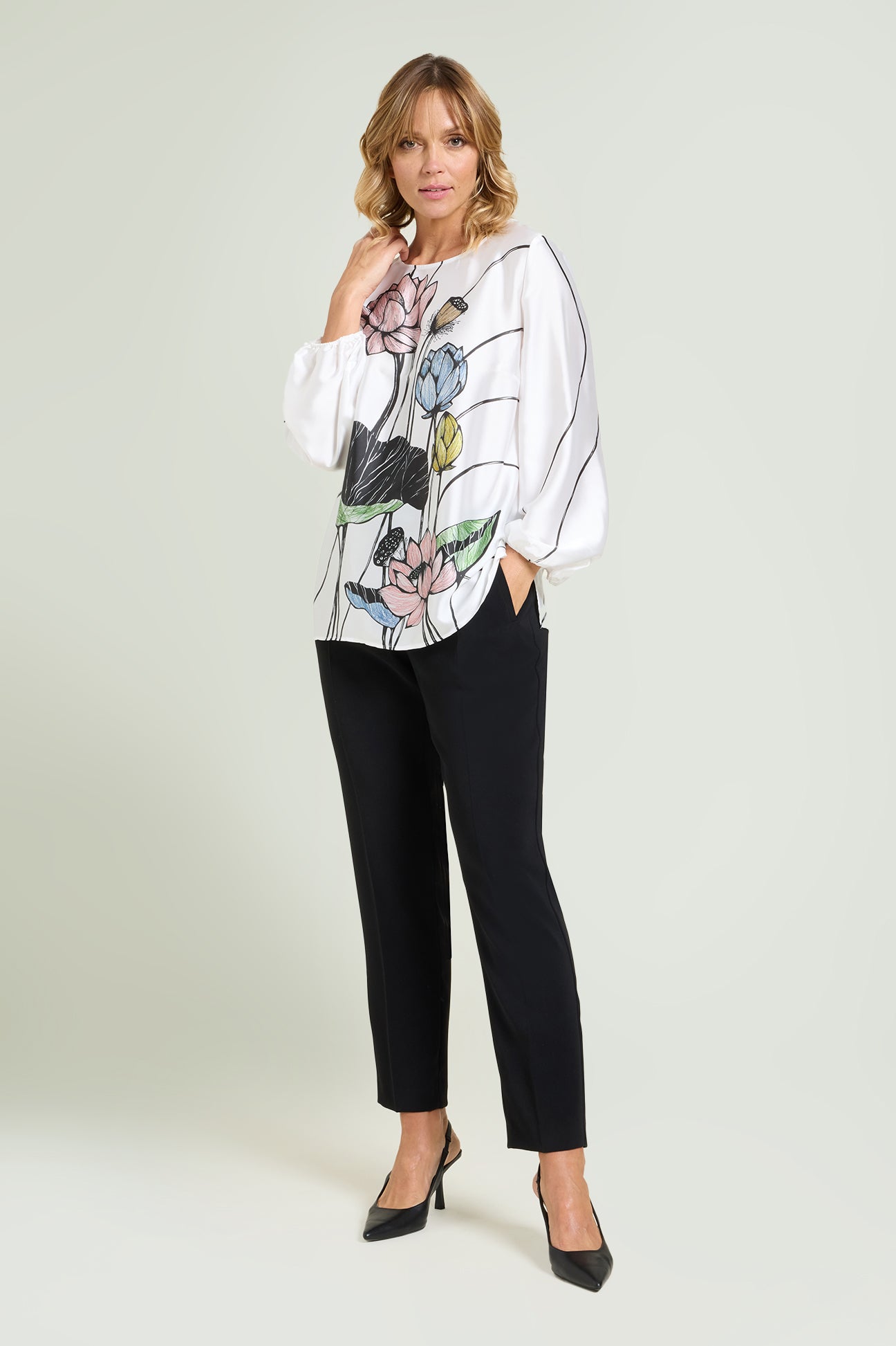 BLUSA CON STAMPA PIAZZATA