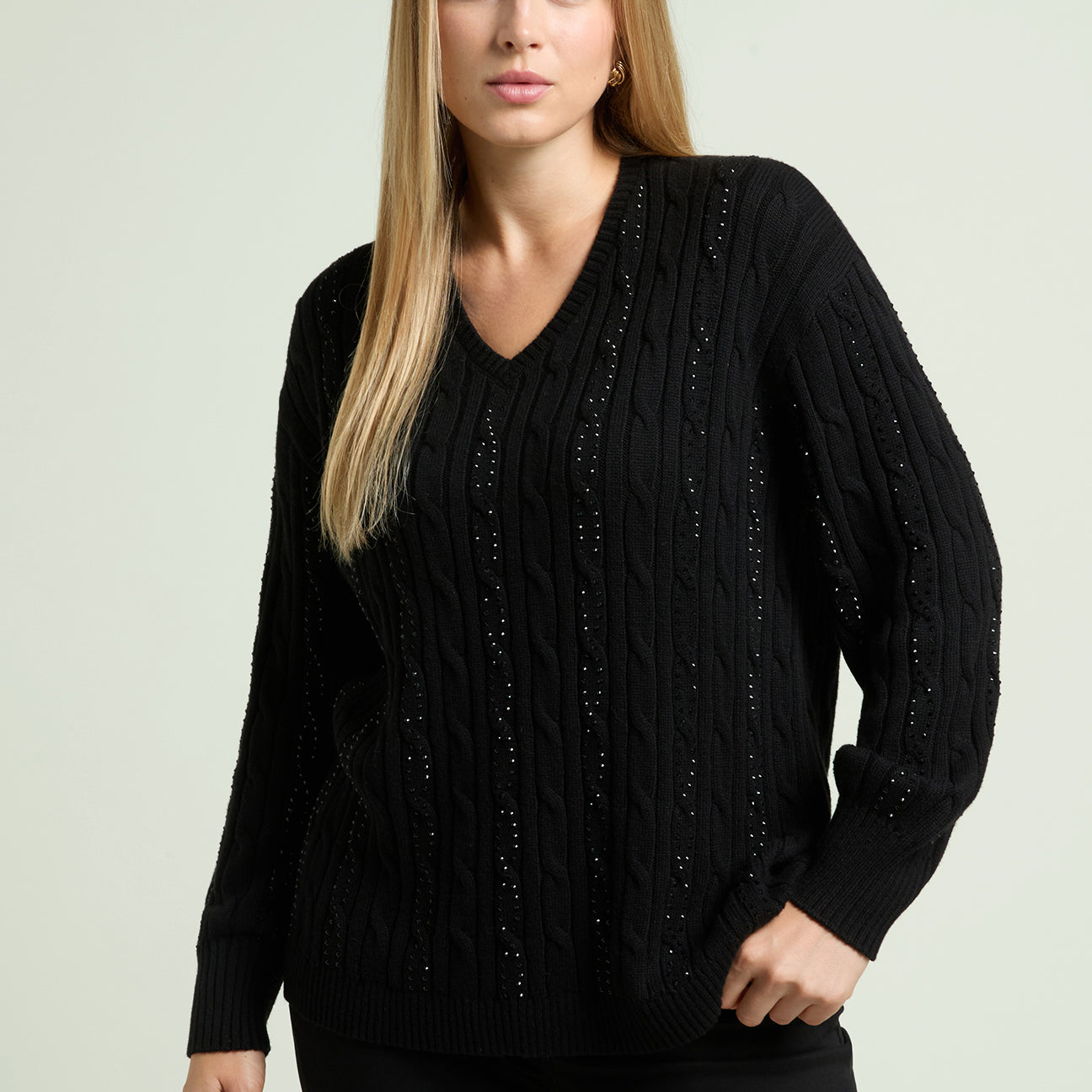 MAGLIA FULL TRECCE CON PUNTI LUCE