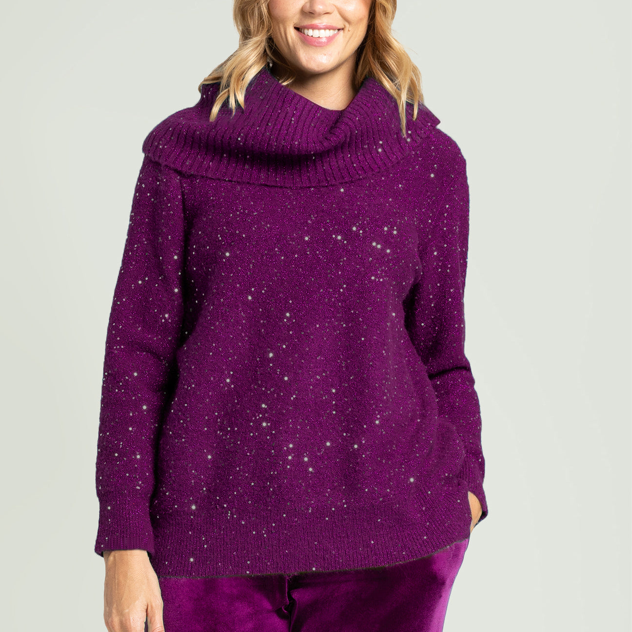 MAGLIA FULL PAILLETTES CON COLLO STACCABILE