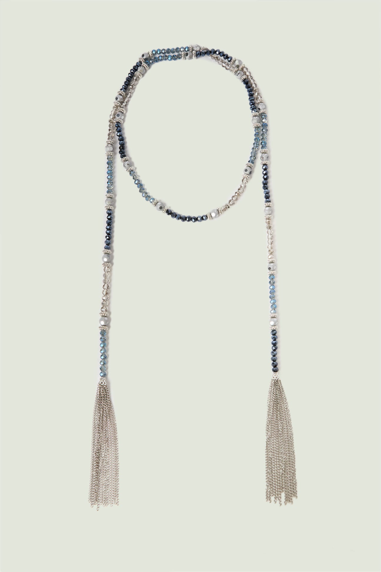 COLLANA CON PERLINE SFACCETTATE E FRANGE