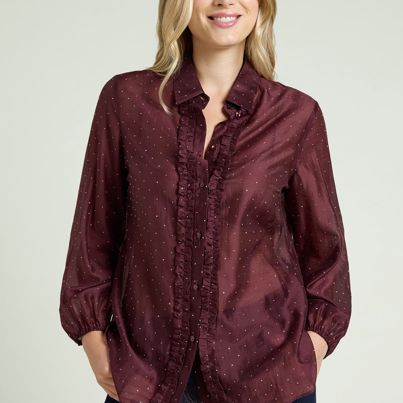 CAMICIA IN MUSSOLA CON PUNTI LUCE