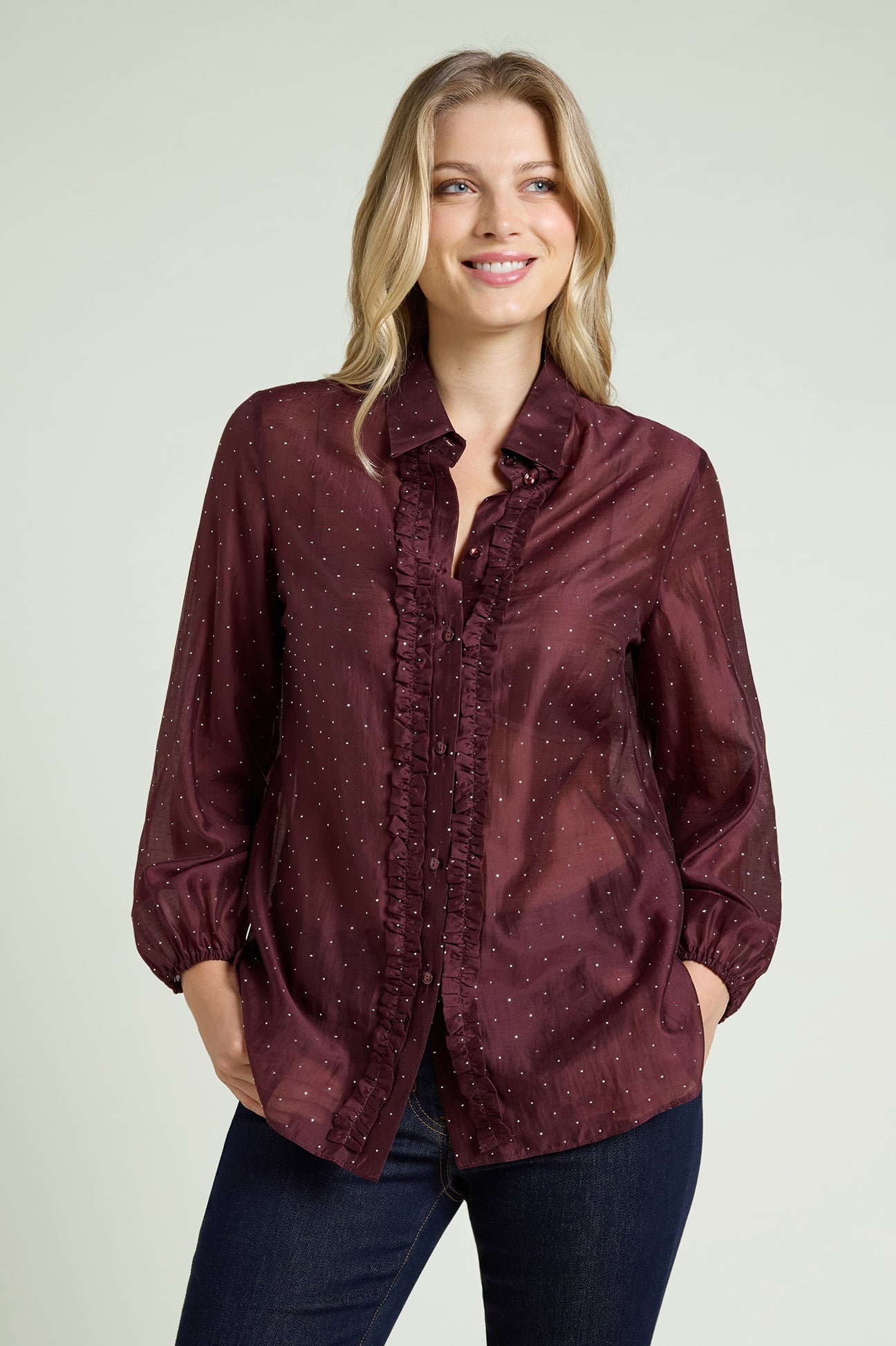 CAMICIA IN MUSSOLA CON PUNTI LUCE