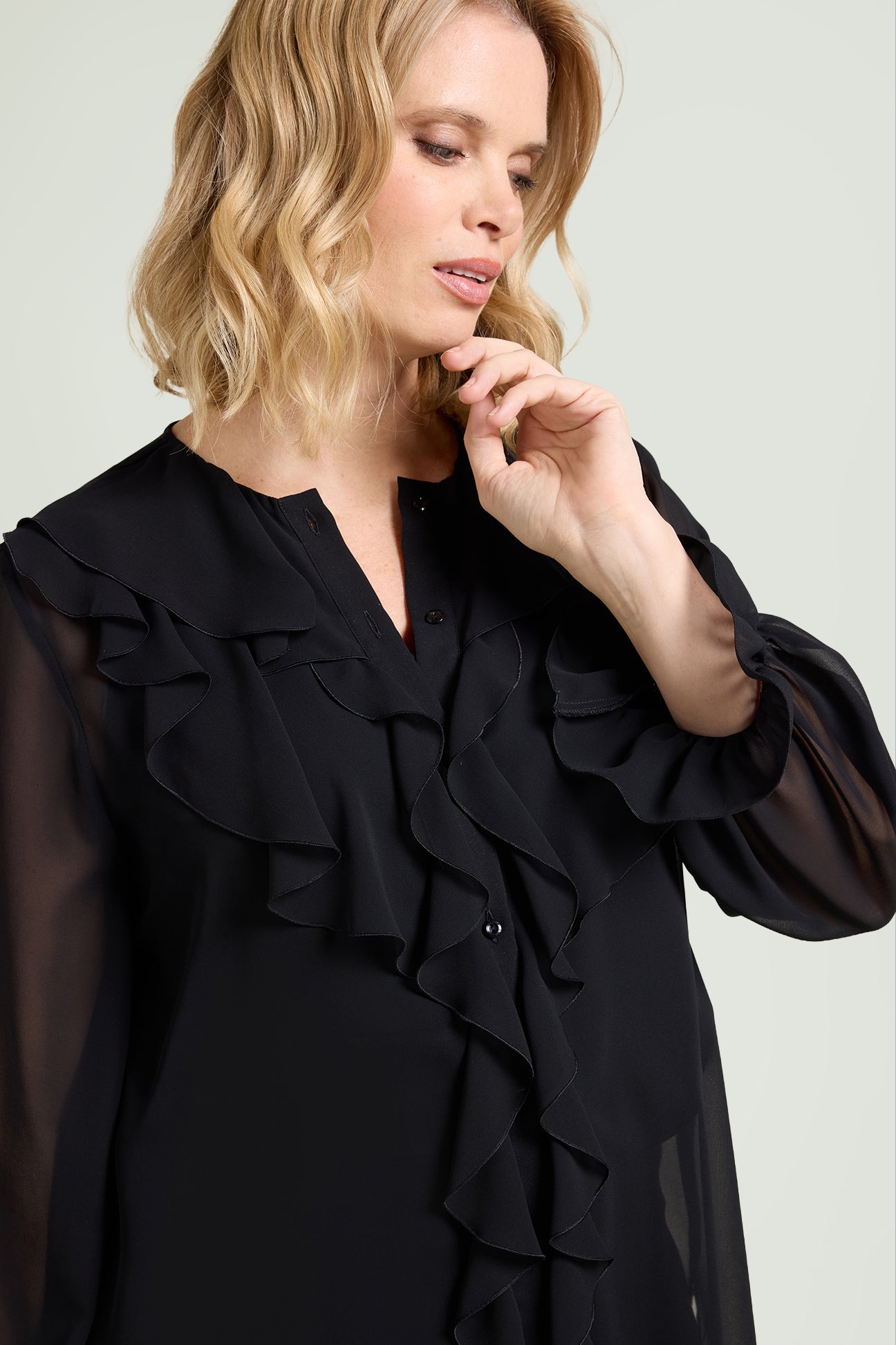 CAMICIA IN GEORGETTE CON VOLANT