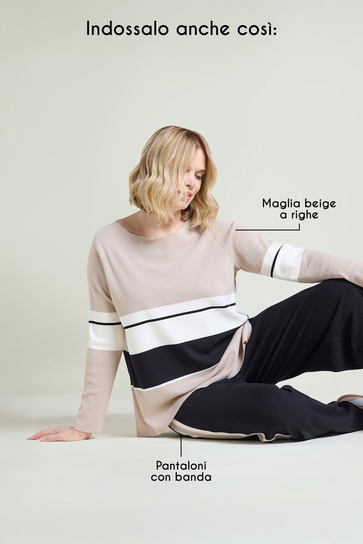 PANTALONI PULL-ON IN MAGLIA CON BANDE