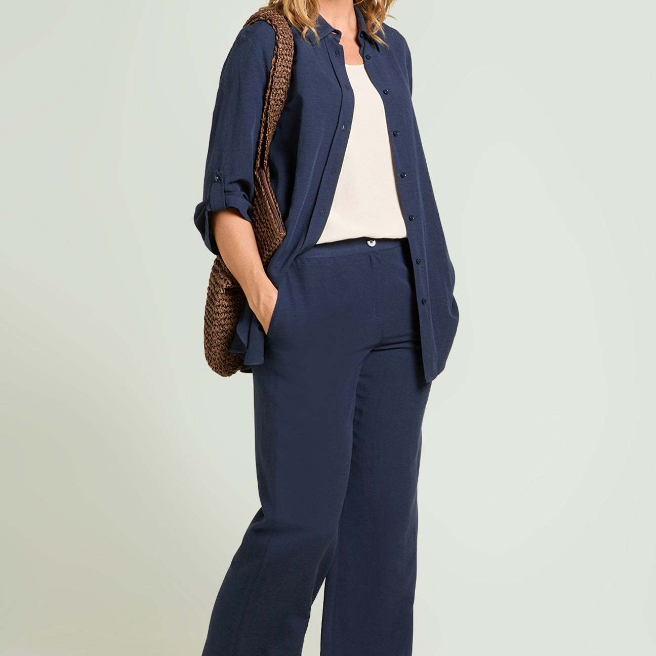 PANTALONI IN LINO-VISCOSA