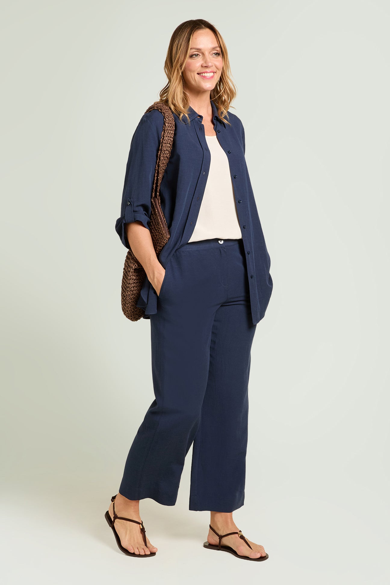 PANTALONI IN LINO-VISCOSA