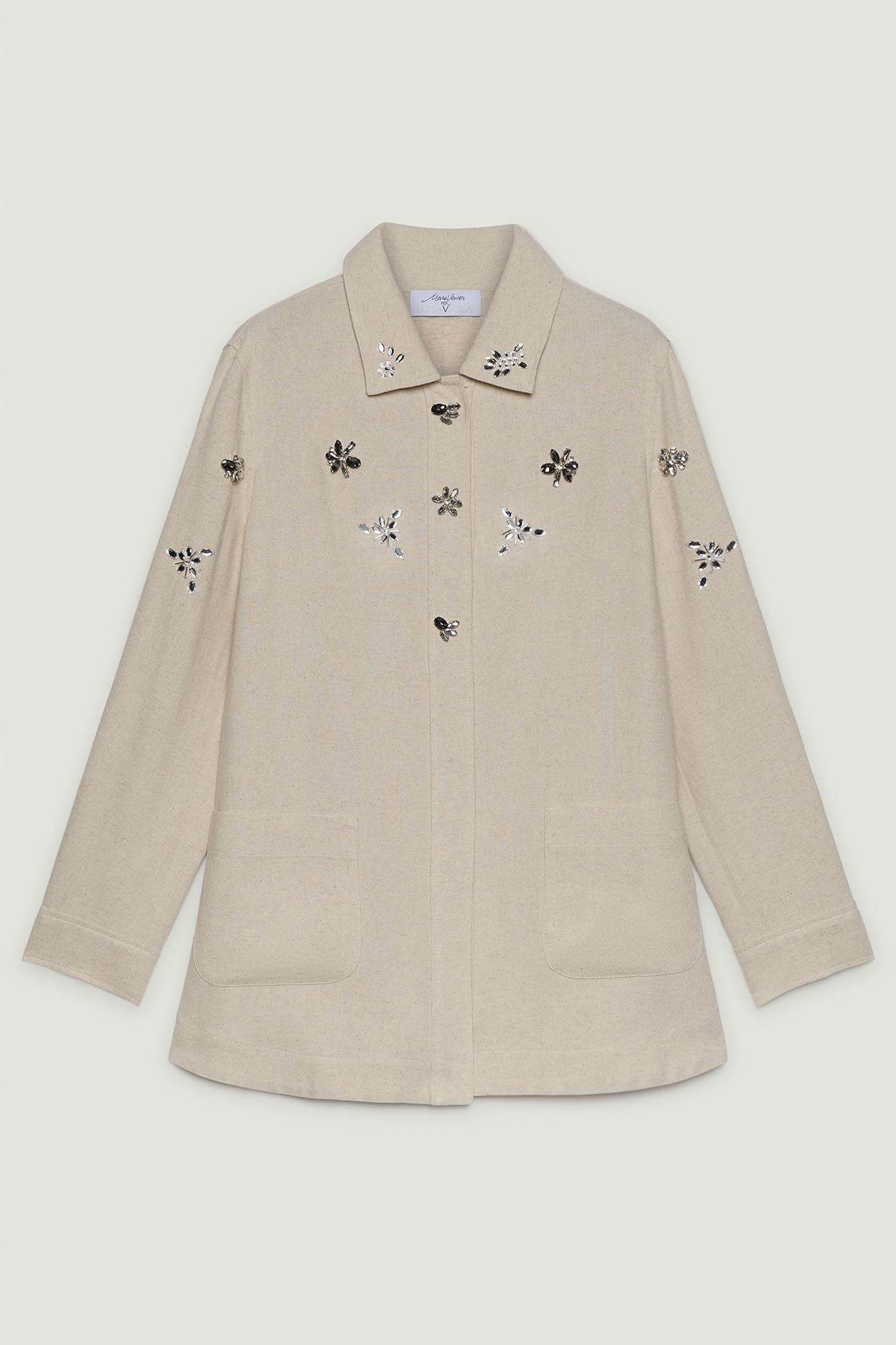 GIACCA RICAMATA IN LINO-COTONE