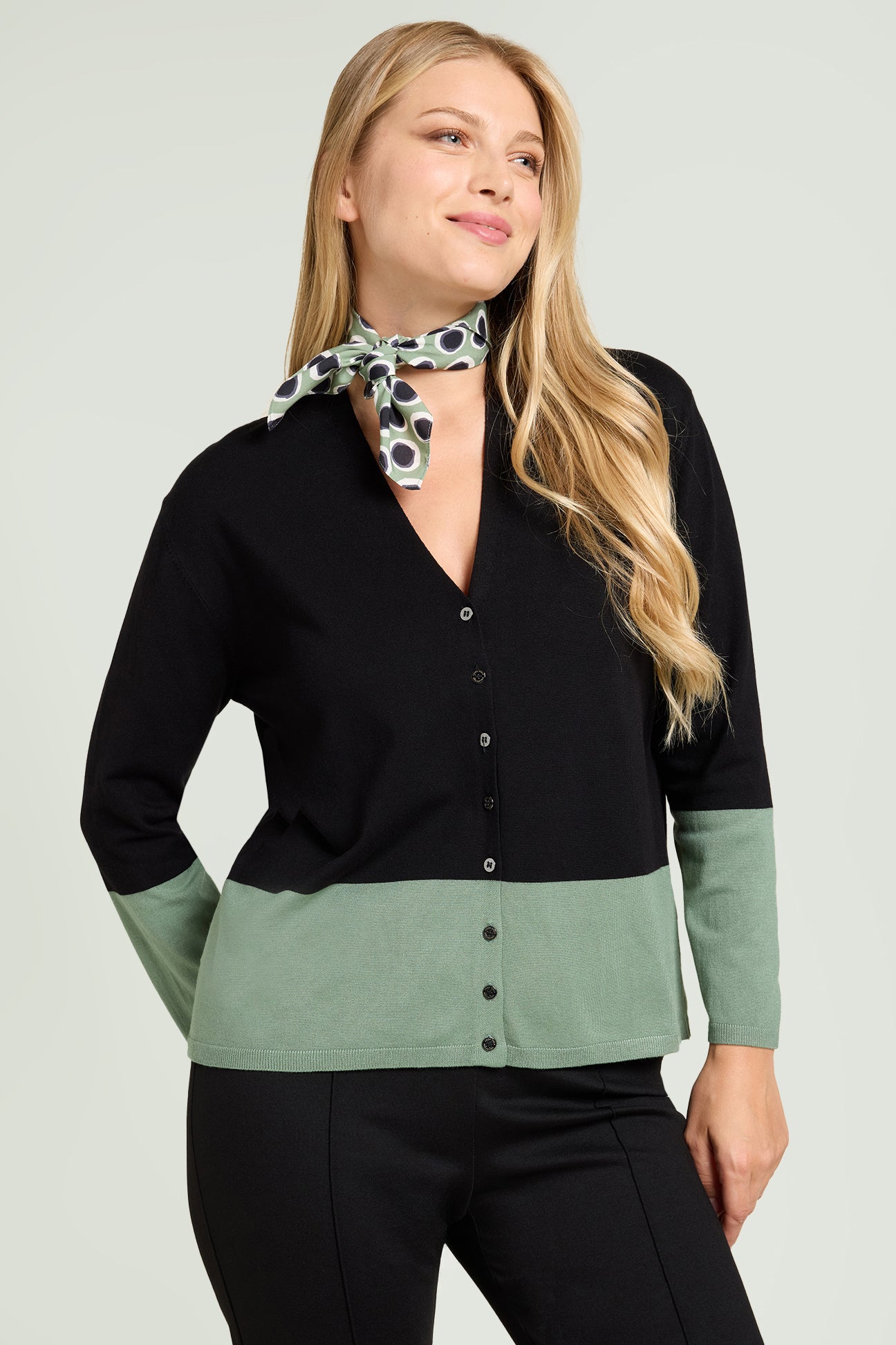 CARDIGAN COLOR BLOCK IN VISCOSA COMFORT