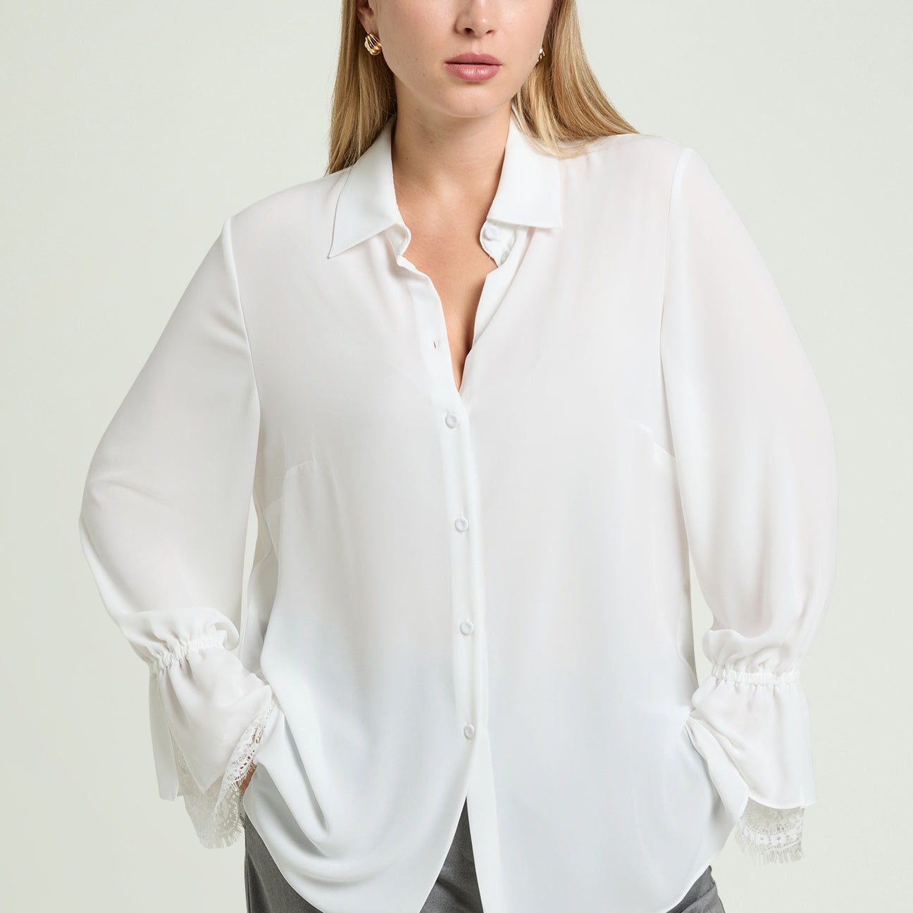 CAMICIA CON POLSO IN PIZZO