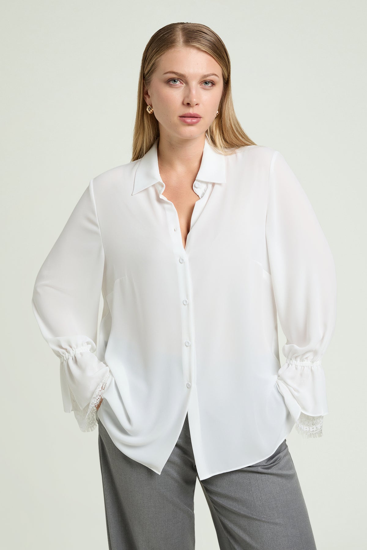 CAMICIA CON POLSO IN PIZZO