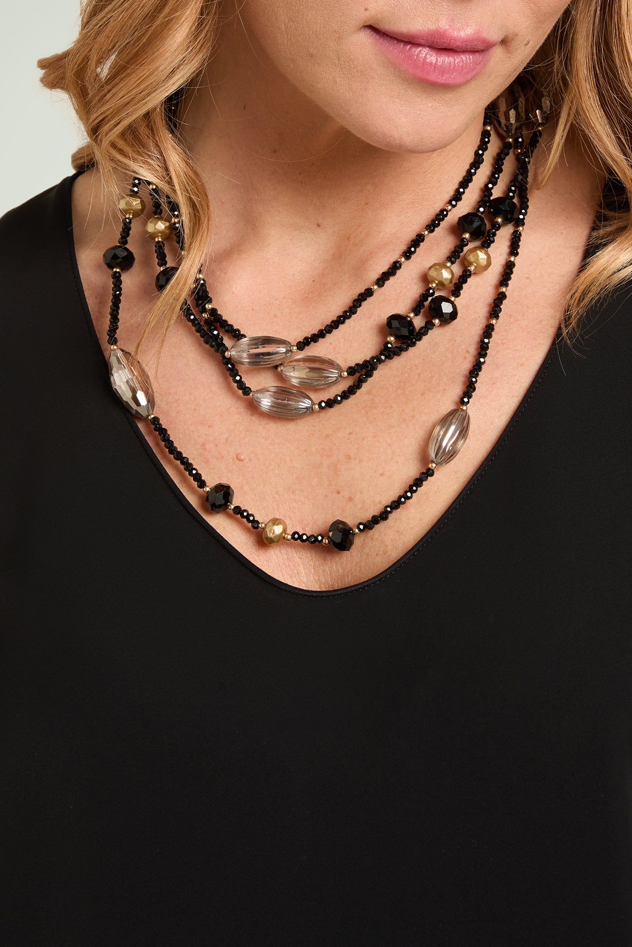 COLLANA A DUE FILE CON MIX DI PIETRE