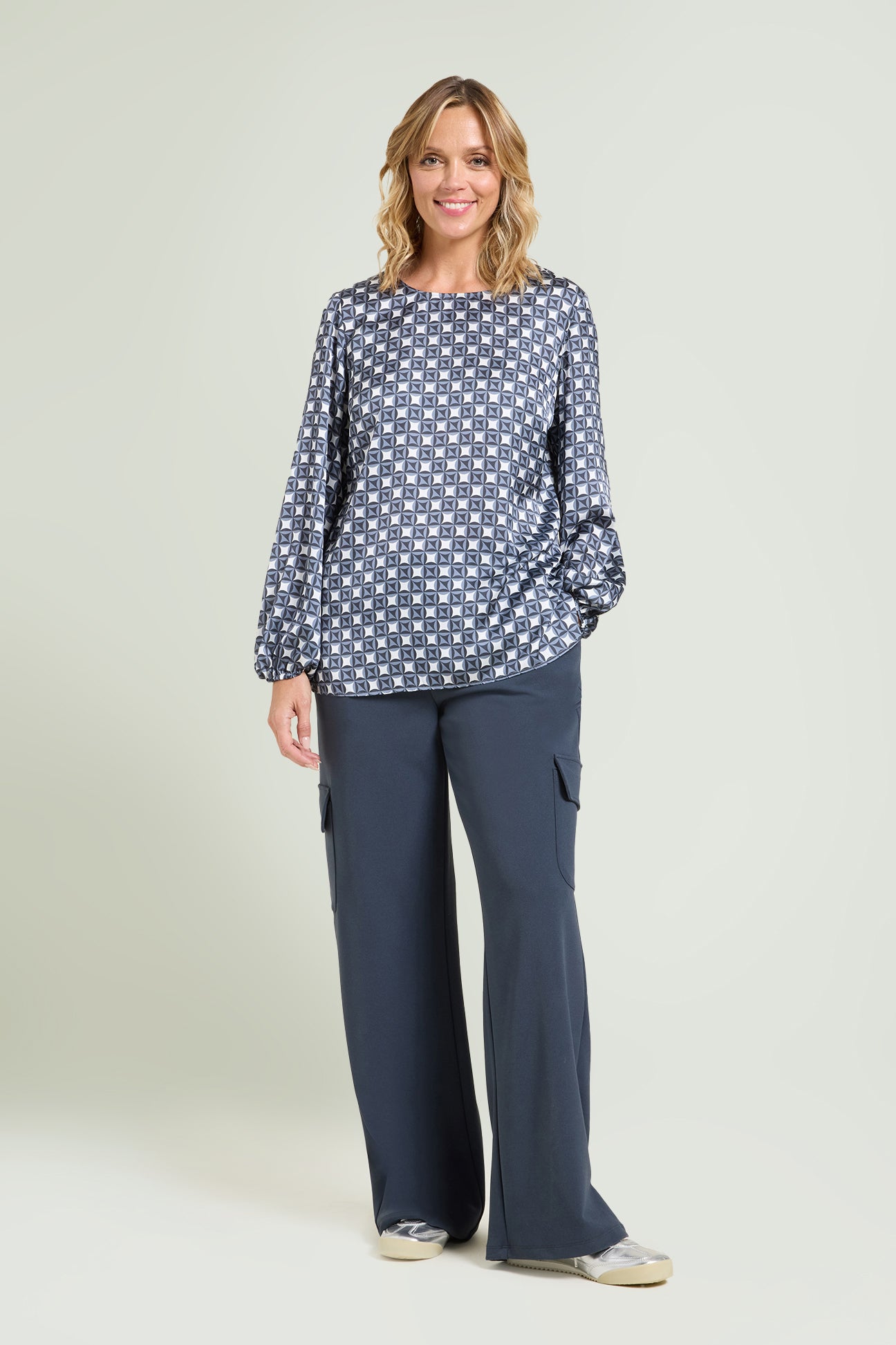 BLUSA IN SATIN STAMPATO