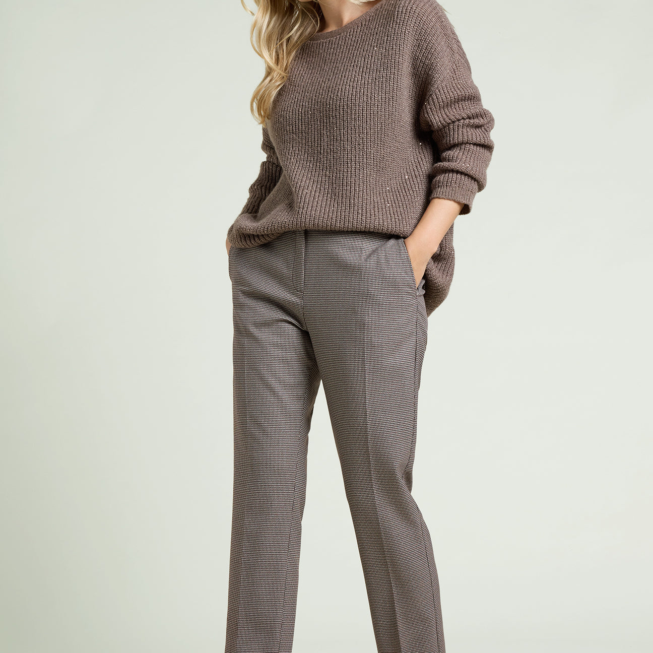 PANTALONI A SIGARETTA IN PIED-DE-POULE