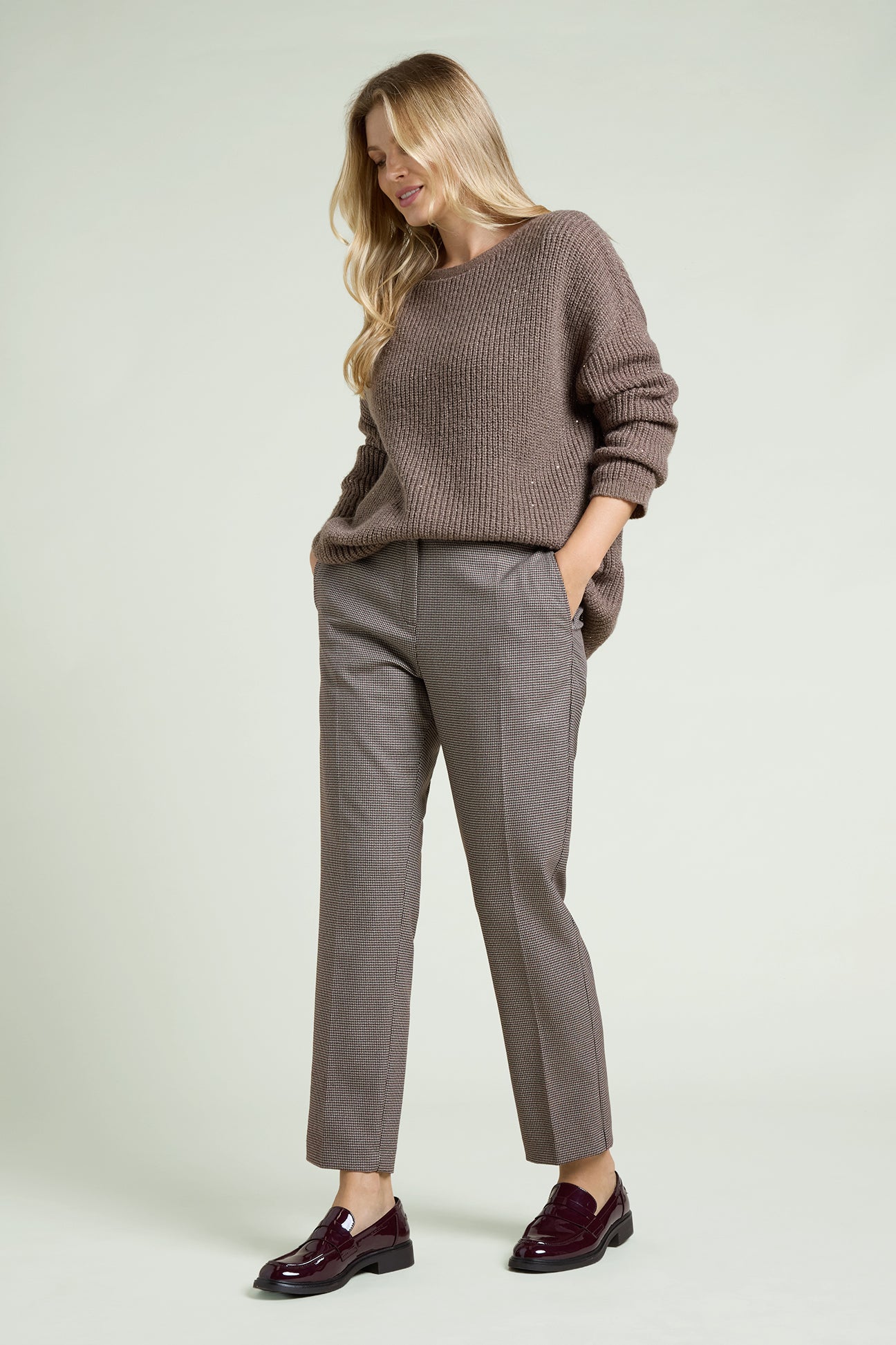 PANTALONI A SIGARETTA IN PIED-DE-POULE