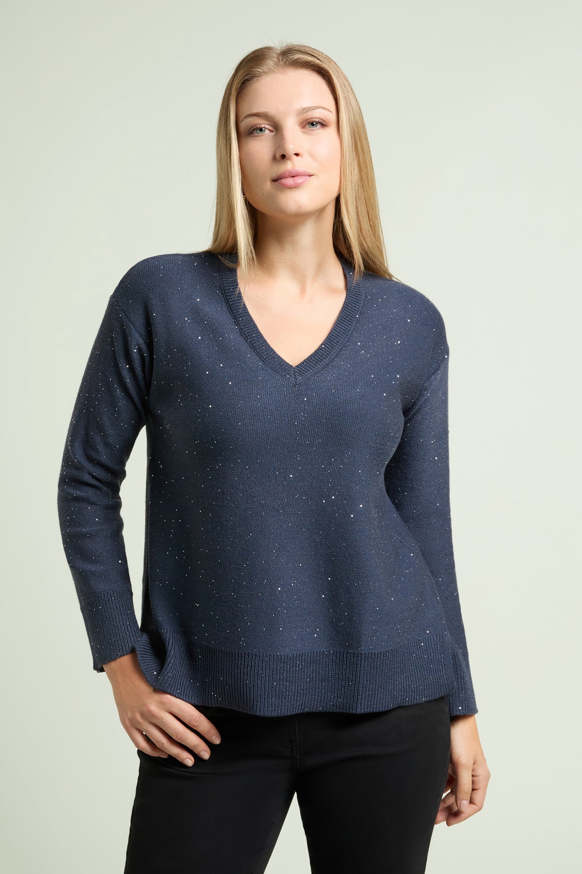 MAGLIA A "V" CON PUNTI LUCE