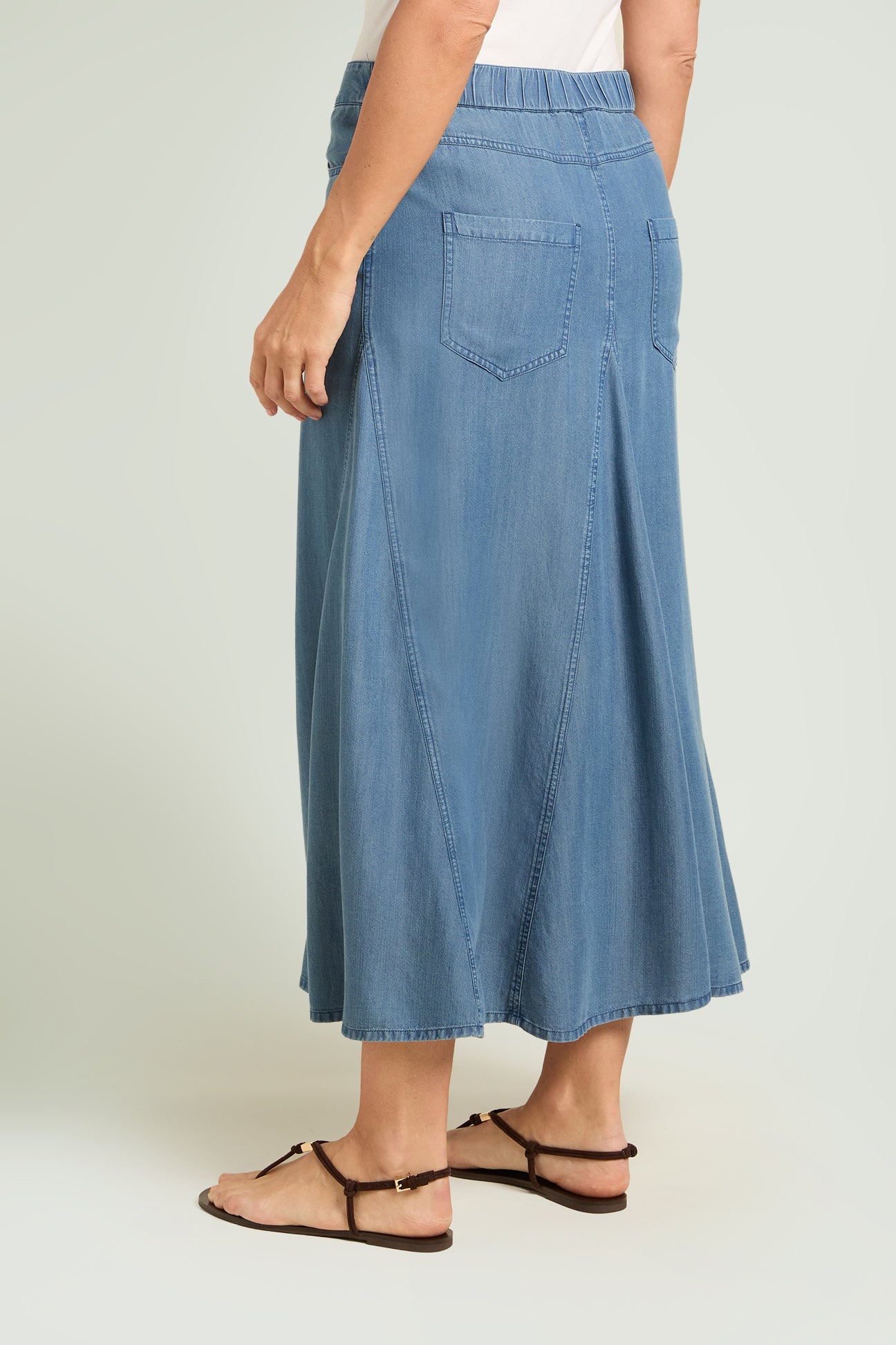 GONNA LUNGA IN CHAMBRAY