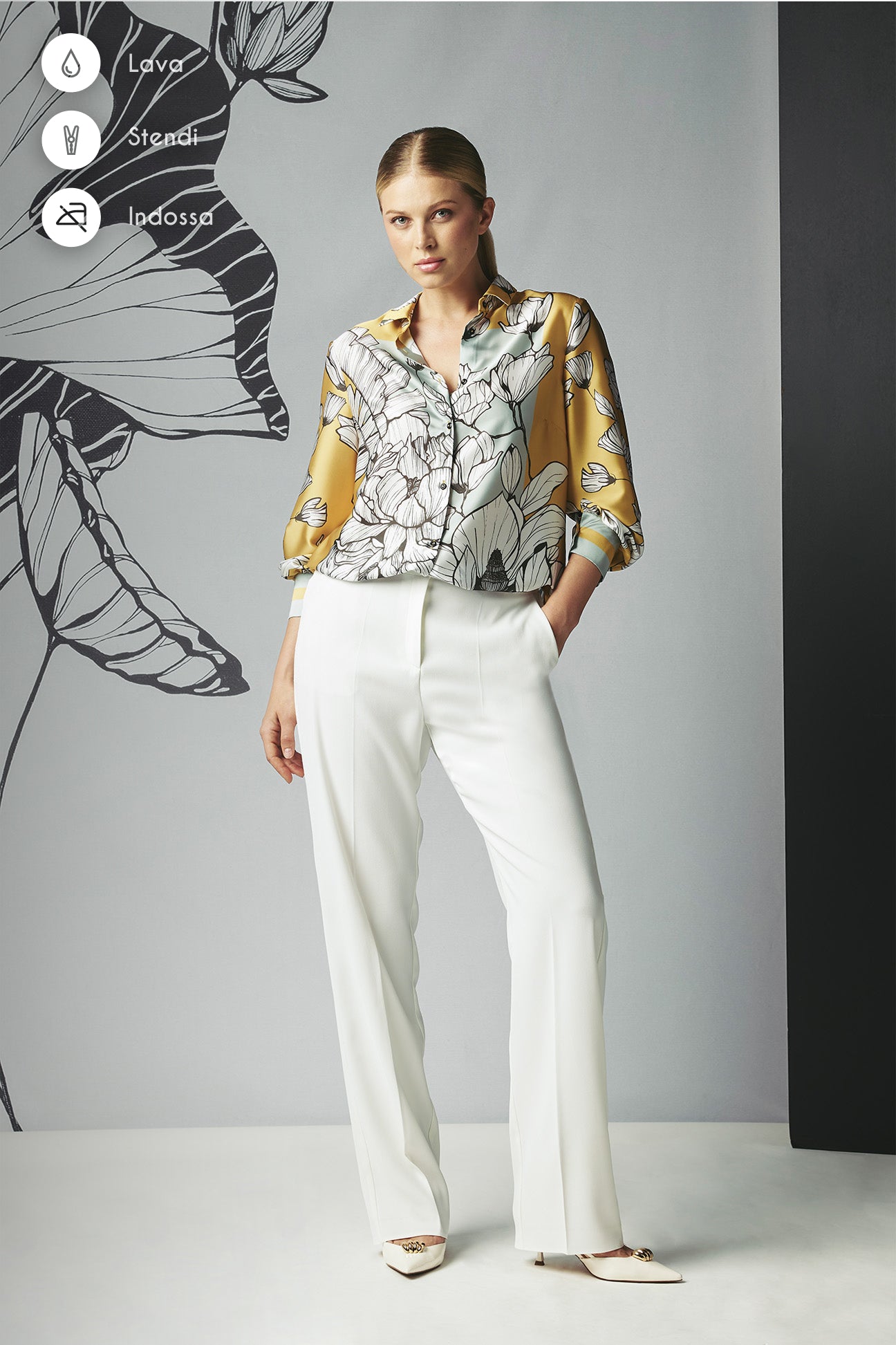 PANTALONI PALAZZO IN CREPE CADY