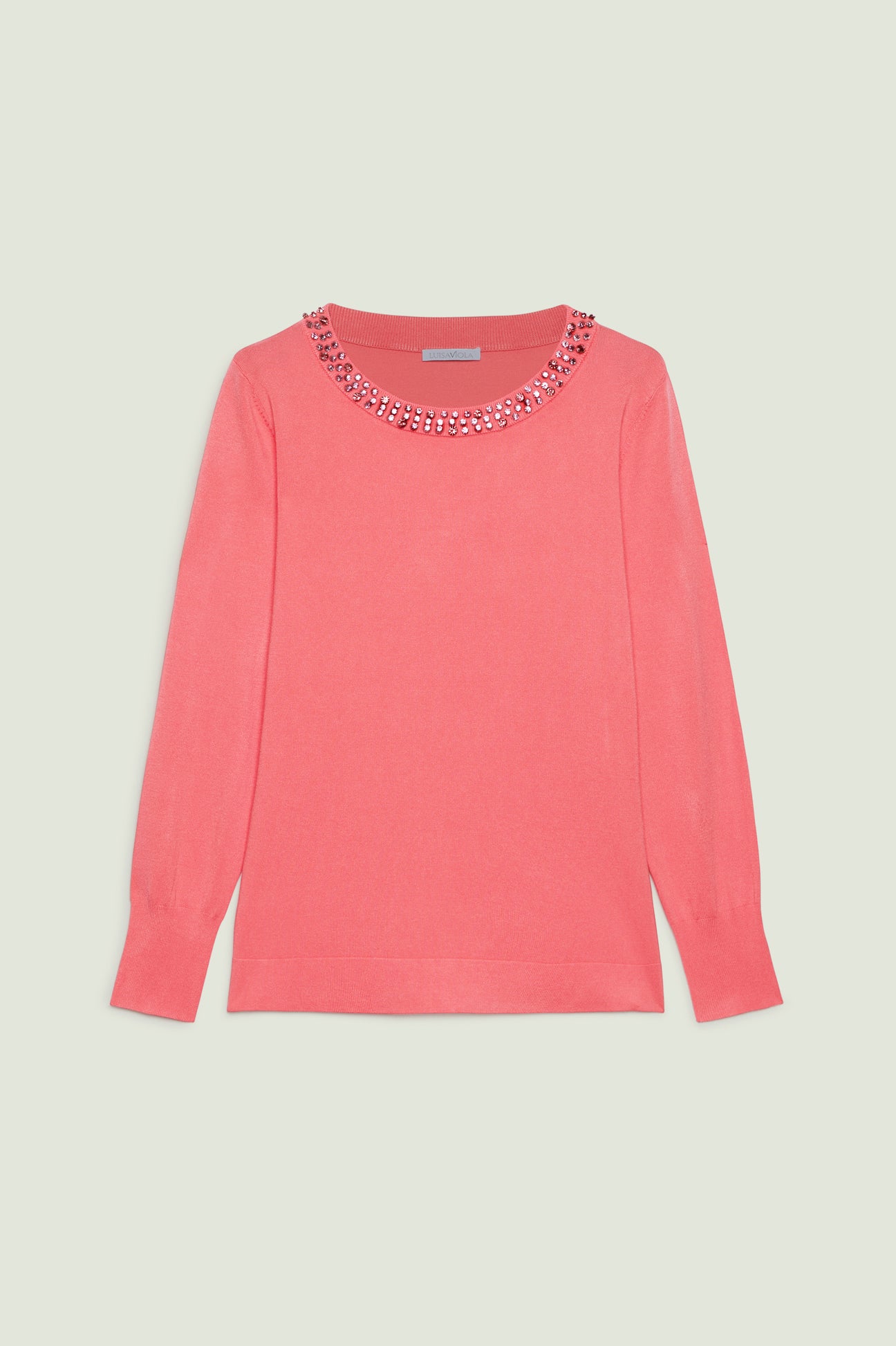 MAGLIA IN VISCOSA COMFORT RICAMATA A MANO