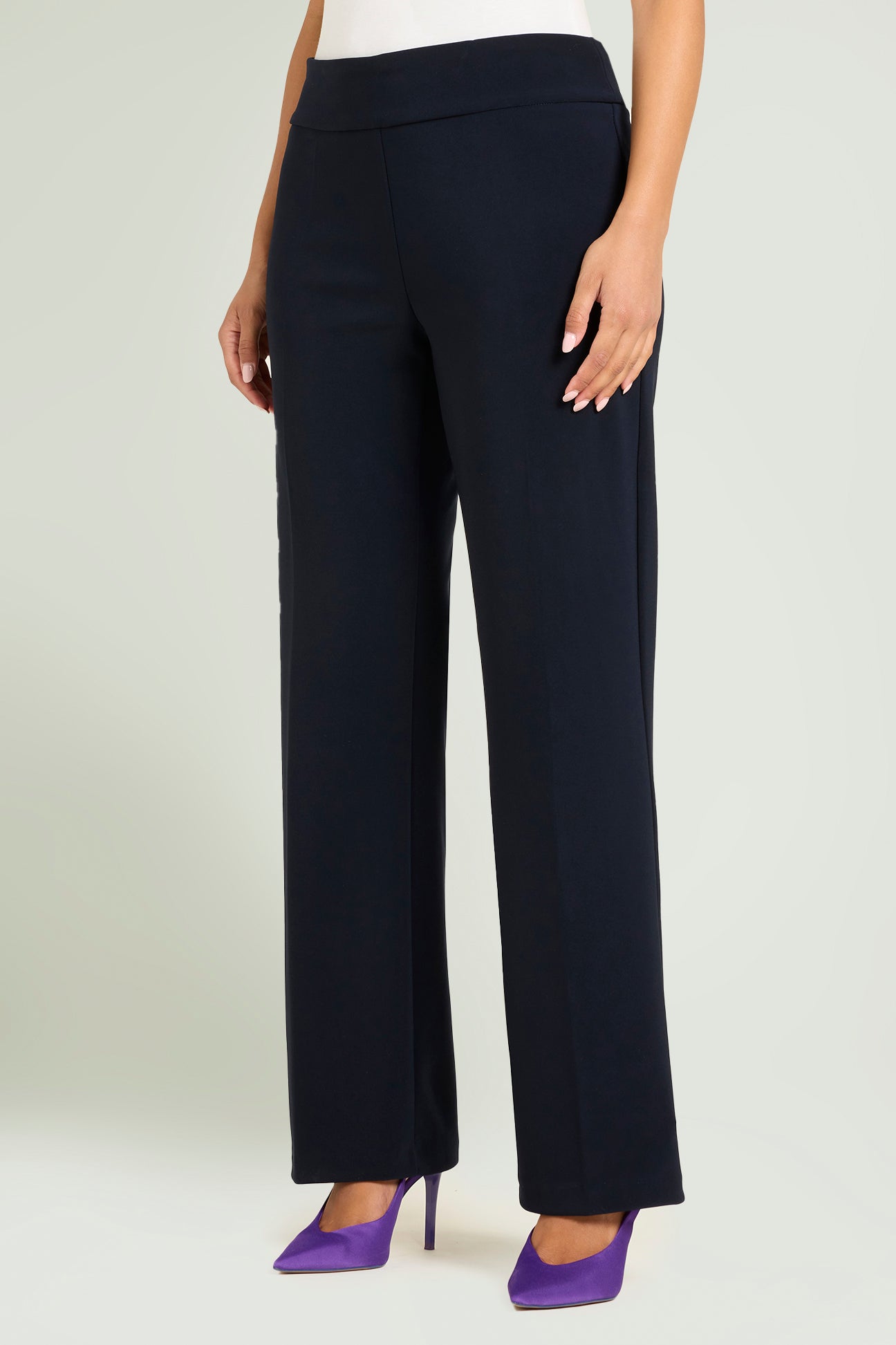 PANTALONI PULL-ON DRITTO IN COMPATTO STRETCH