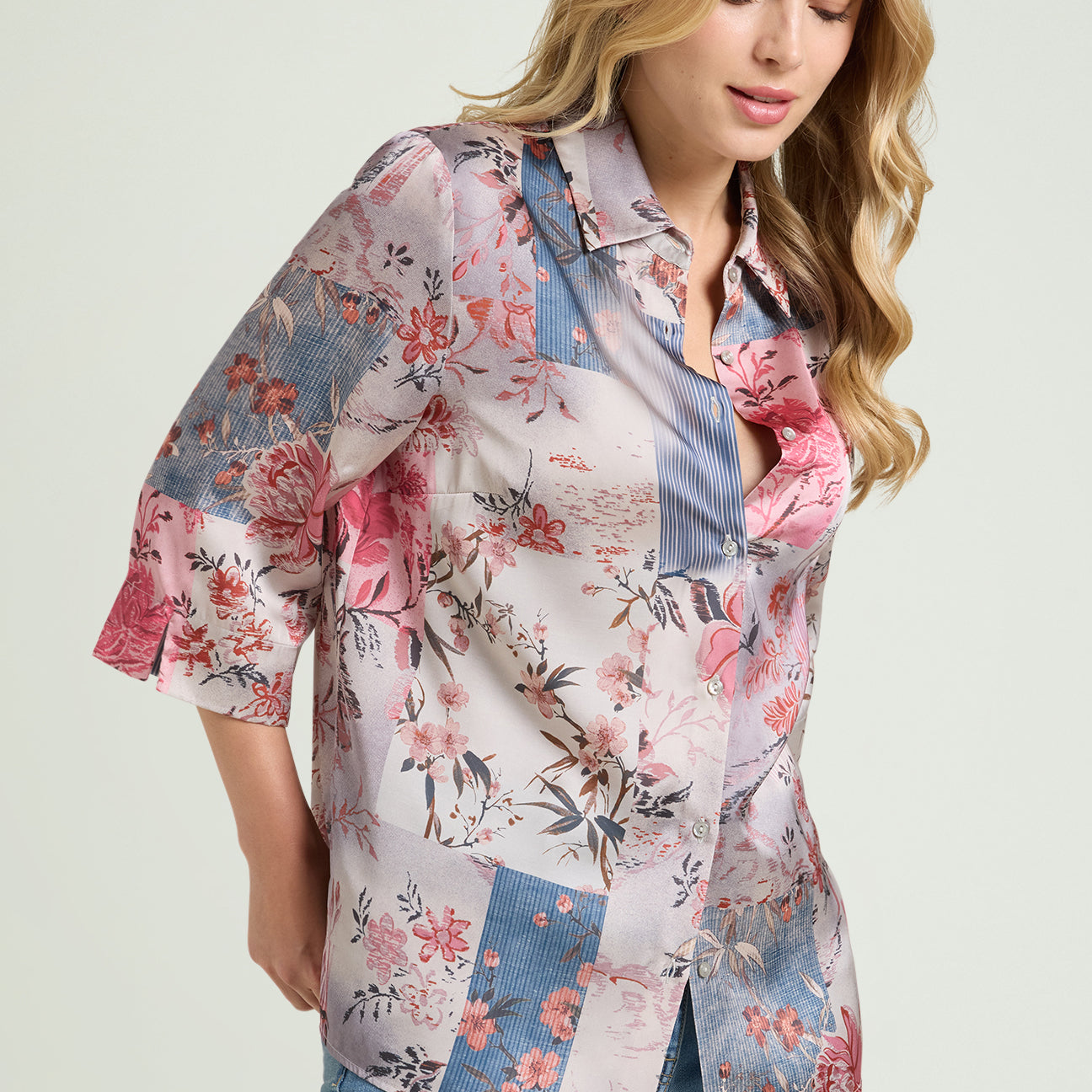 CAMICIA IN SATIN STAMPATO