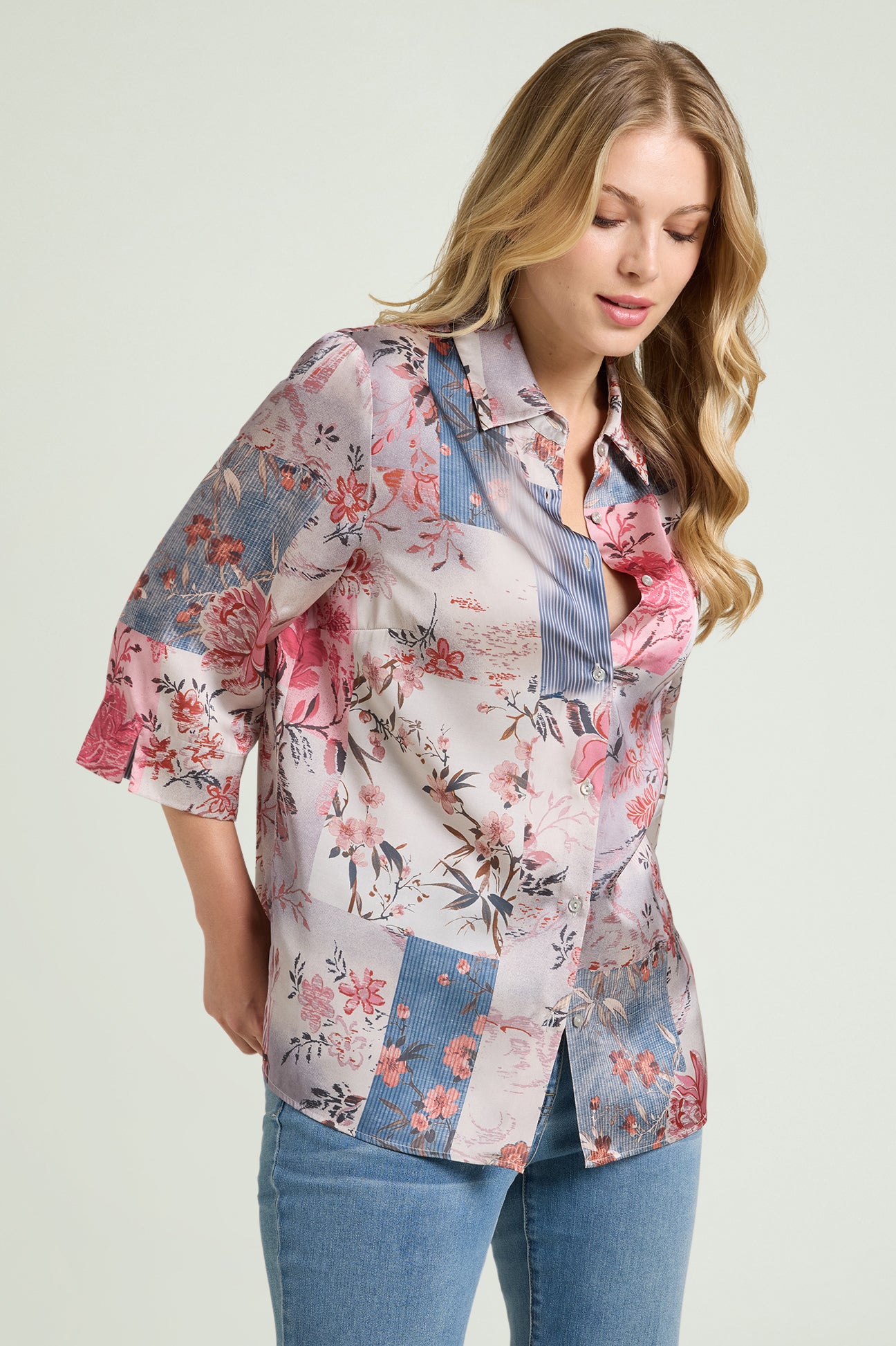 CAMICIA IN SATIN STAMPATO