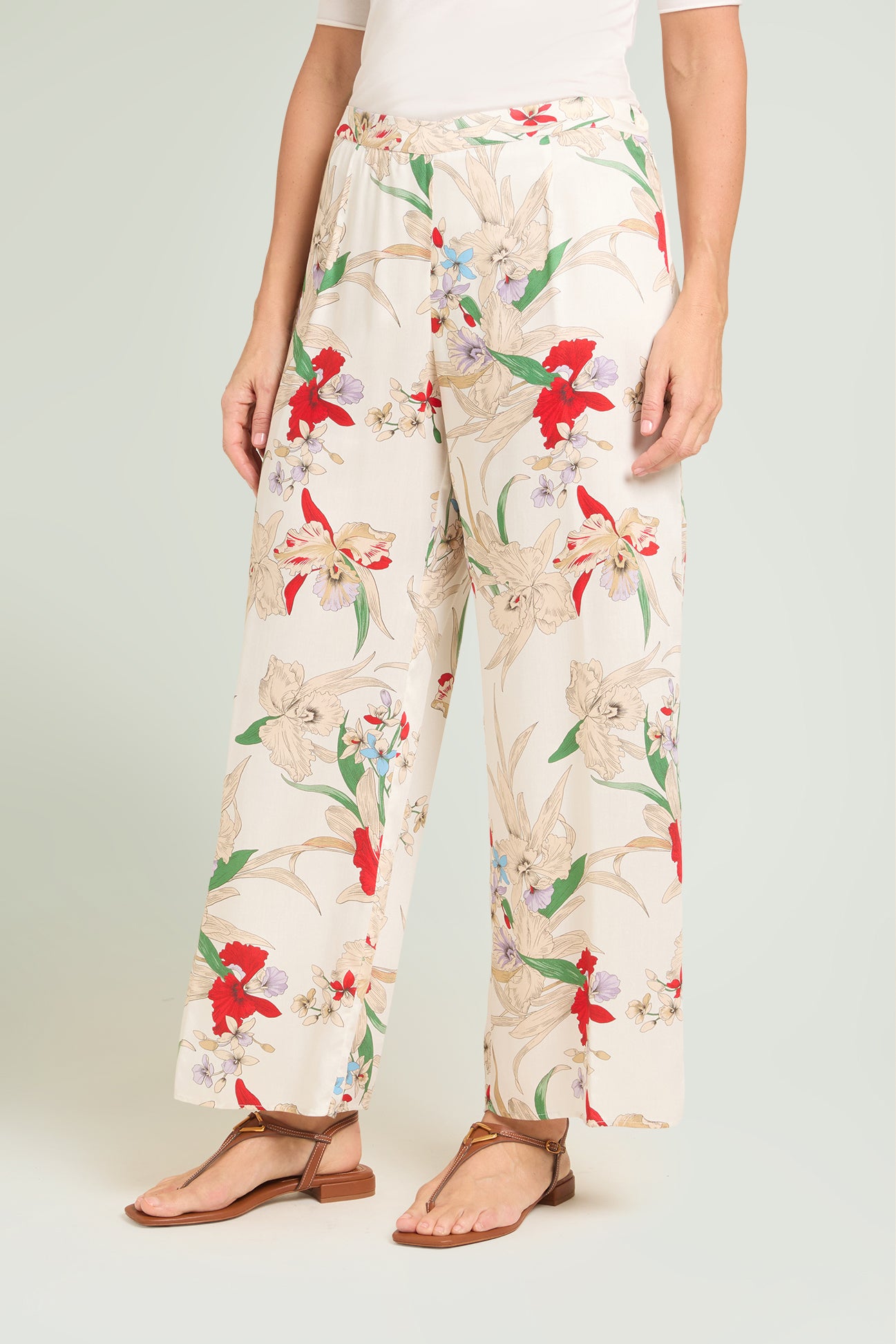 PANTALONI IN SATIN STAMPATO