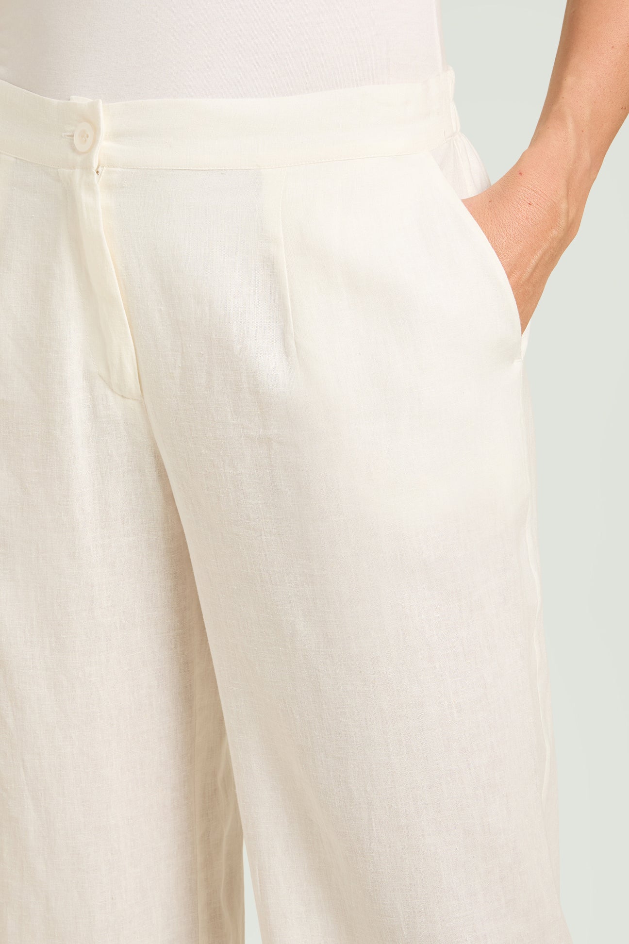 PANTALONI AMPI IN LINO-VISCOSA