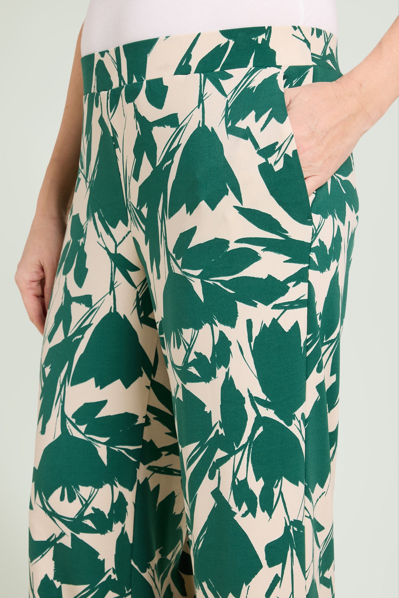 PANTALONI PULL-ON CROPPED IN JERSEY STAMPATO