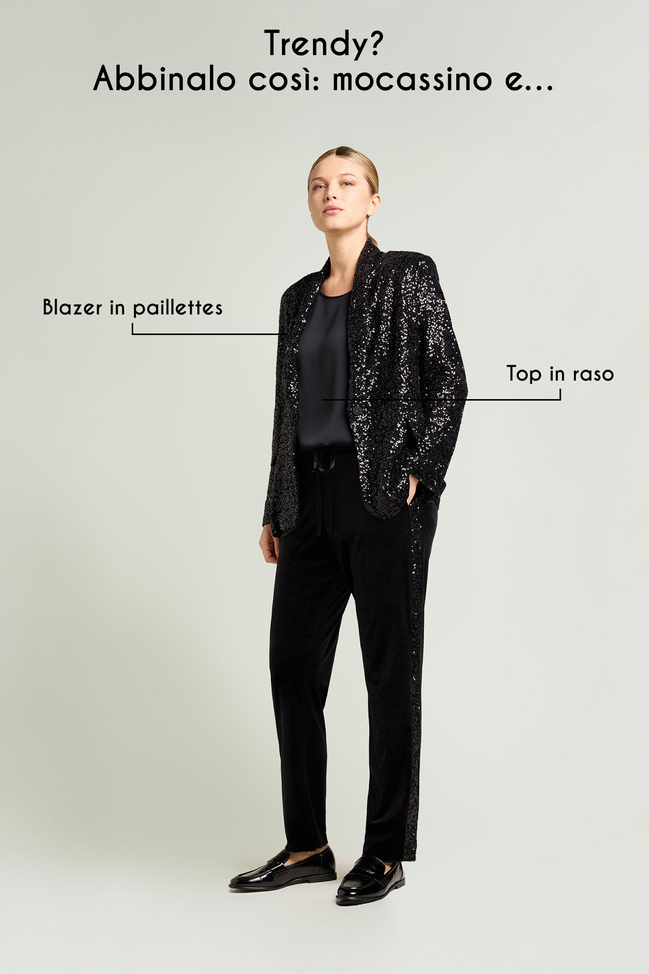 PANTALONI IN VELLUTO CON BANDE IN PAILLETTES