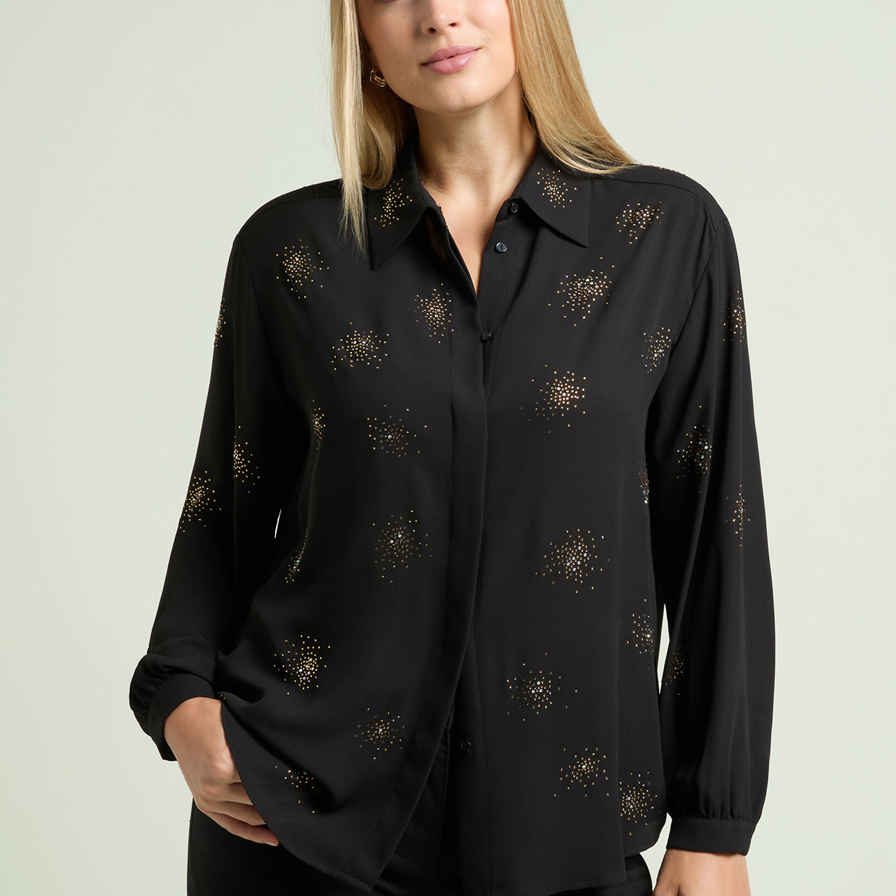 CAMICIA IN DOPPIA GEORGETTE CON PUNTI LUCE