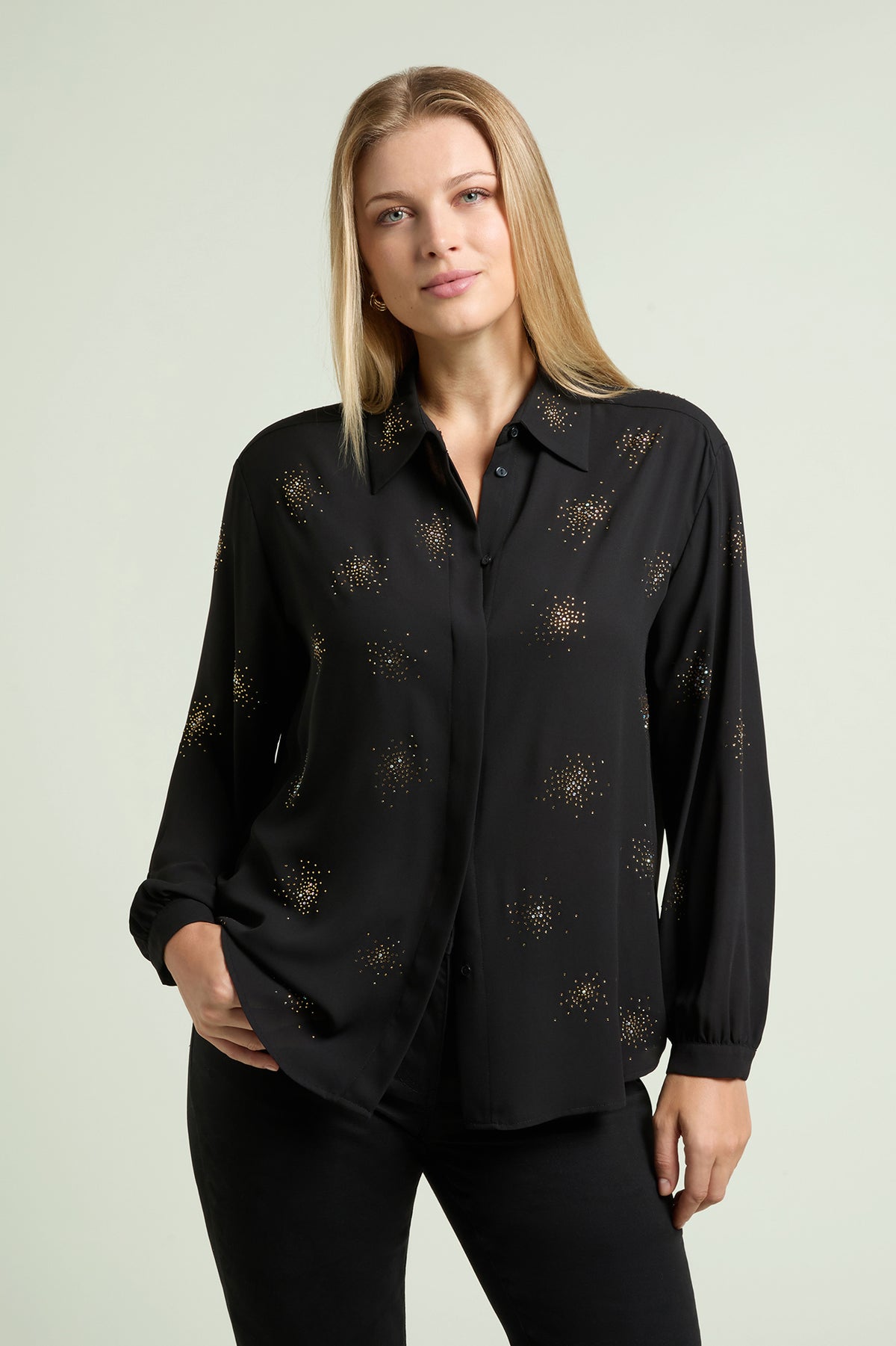 CAMICIA IN DOPPIA GEORGETTE CON PUNTI LUCE