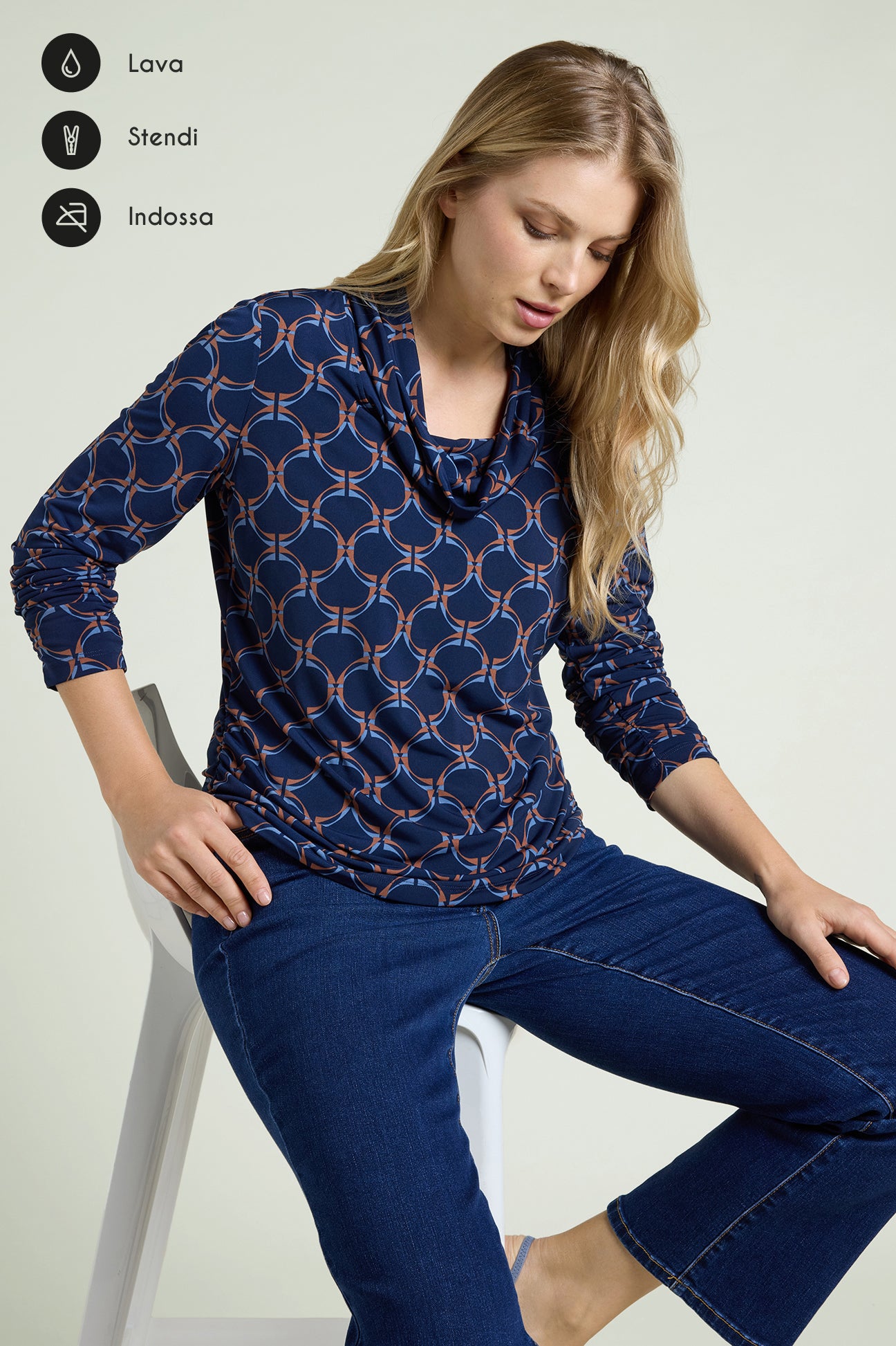 BLUSA IN JERSEY STAMPATO