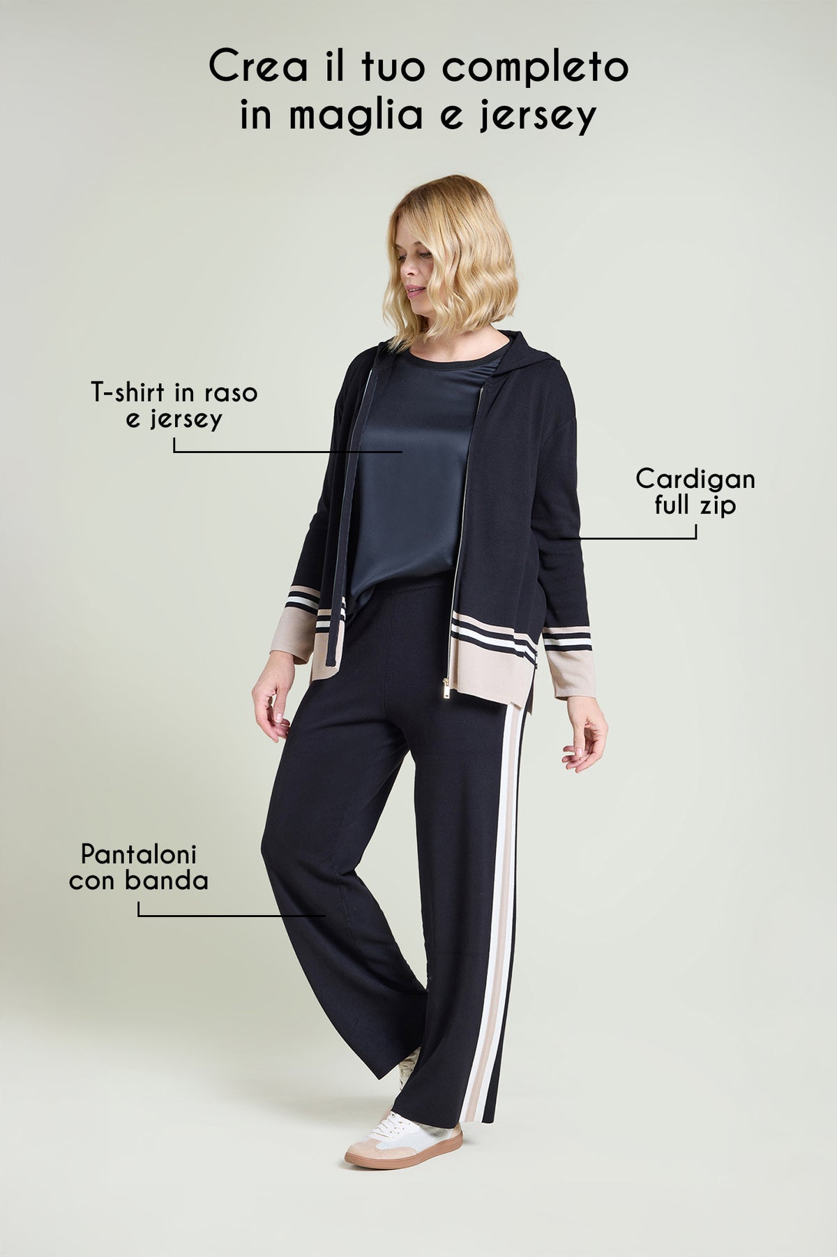 CARDIGAN CON ZIP E CAPPUCCIO