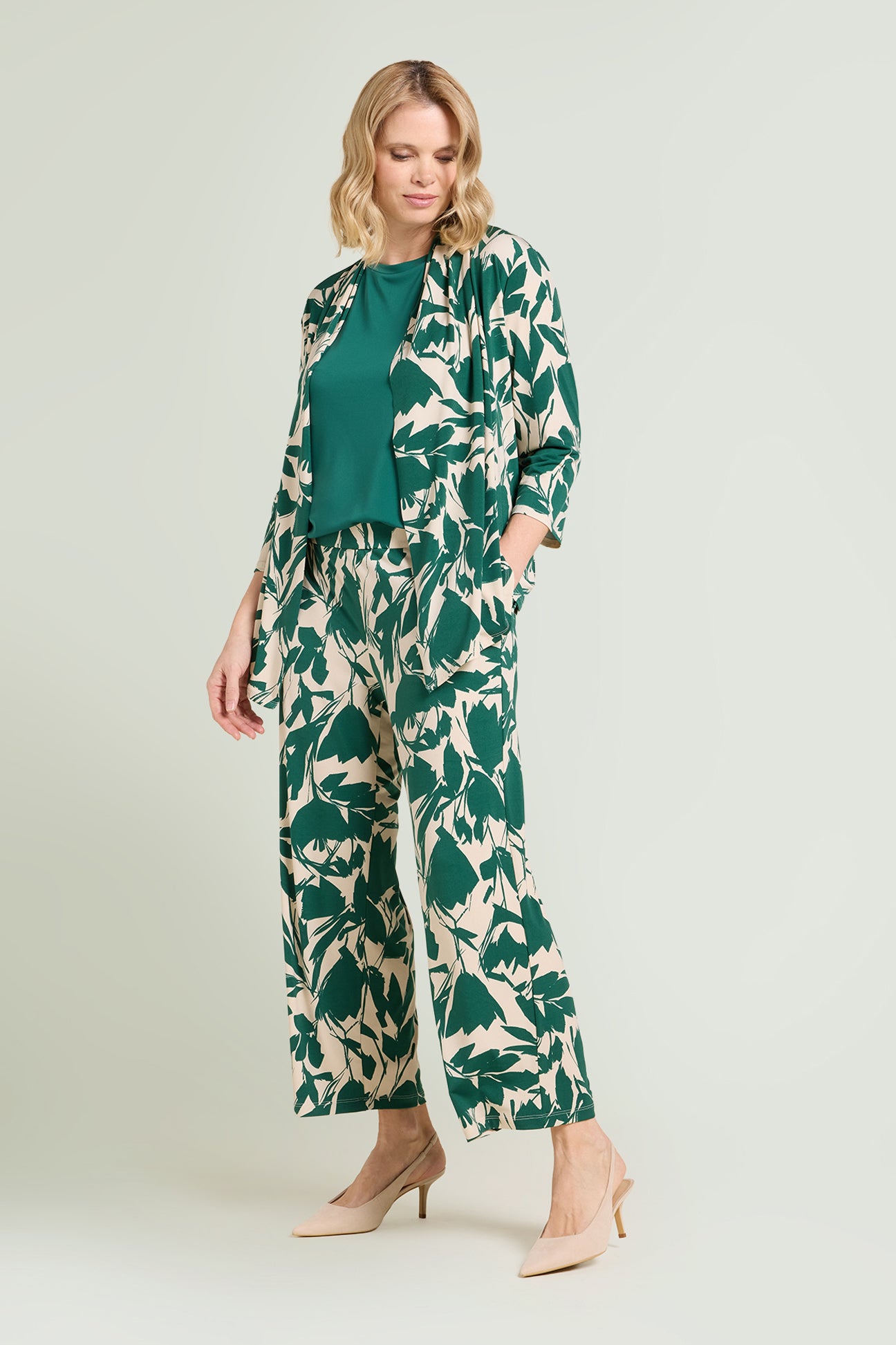 PANTALONI PULL-ON CROPPED IN JERSEY STAMPATO