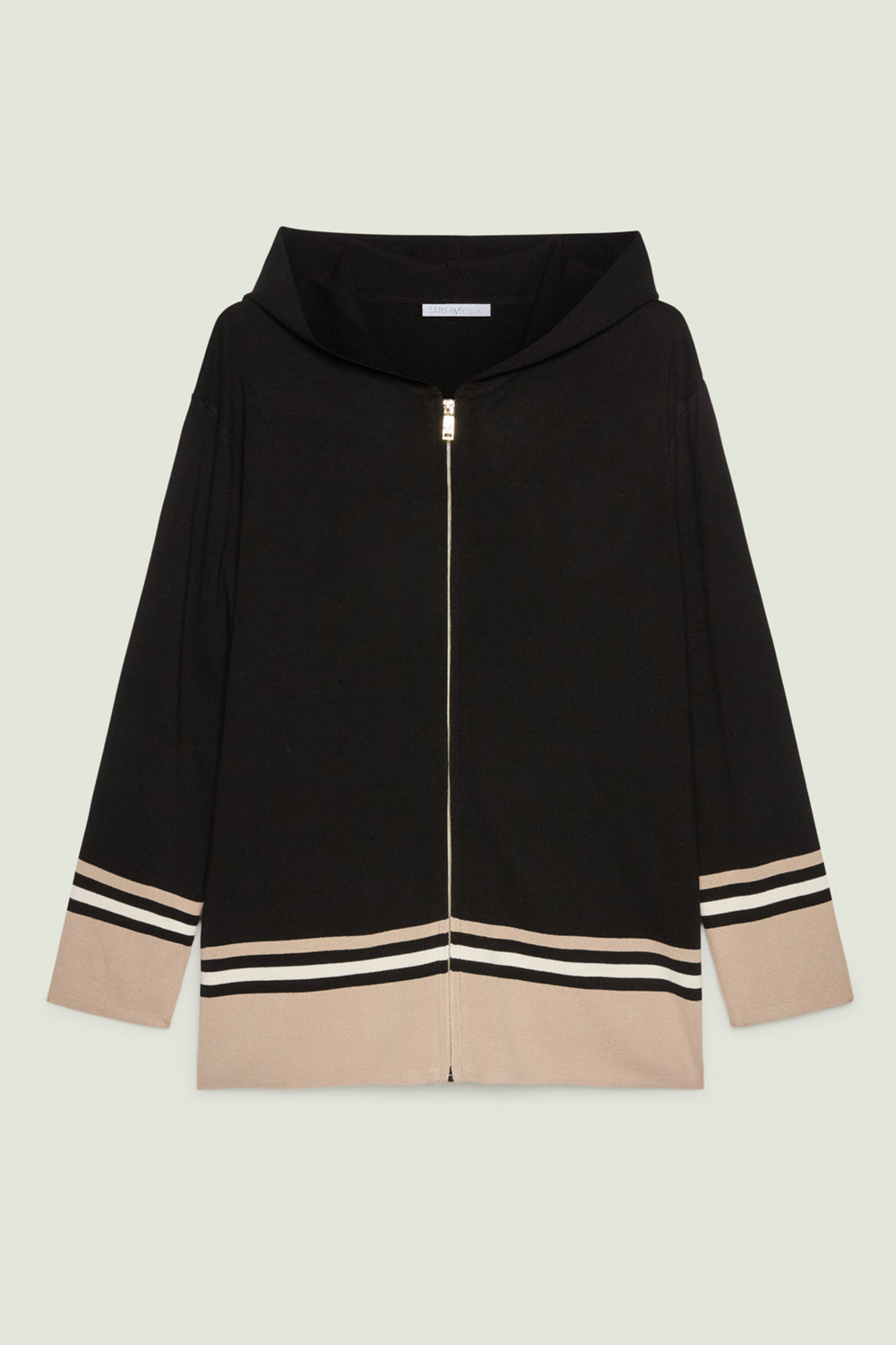 CARDIGAN CON ZIP E CAPPUCCIO