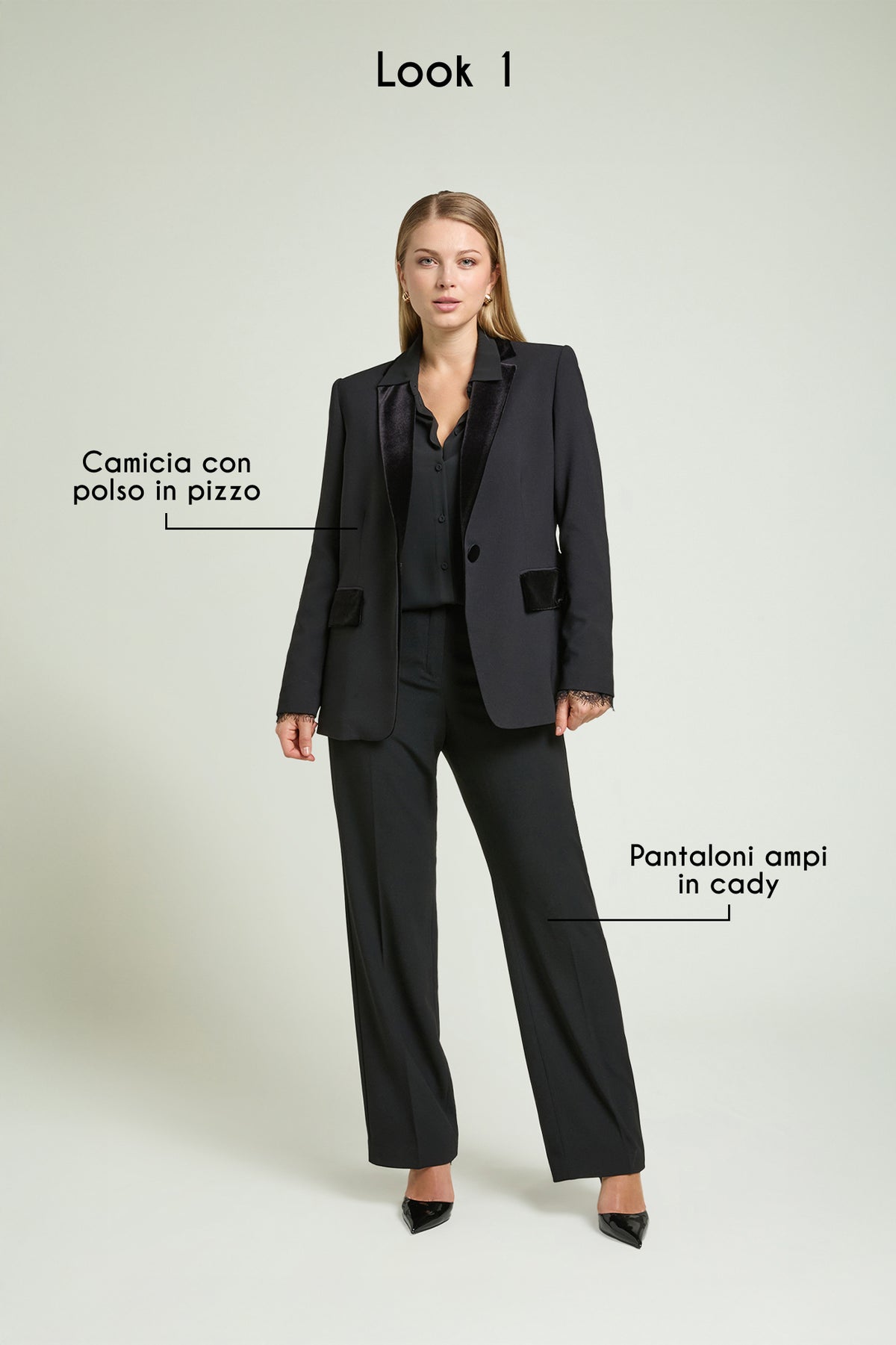 BLAZER IN CREPE CON DETTAGLI IN VELLUTO