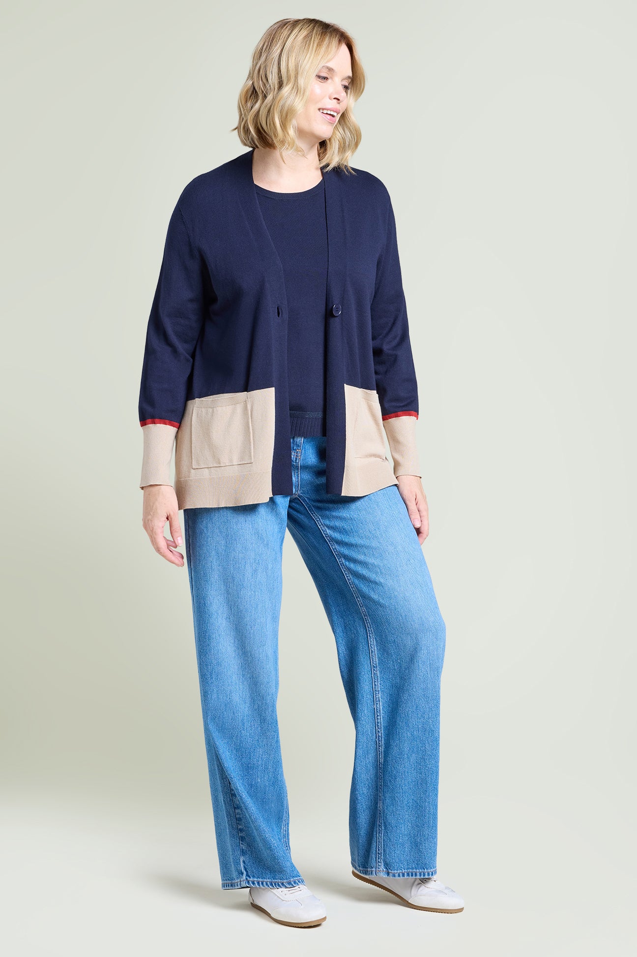 CARDIGAN COLOR-BLOCK IN VISCOSA COMFORT