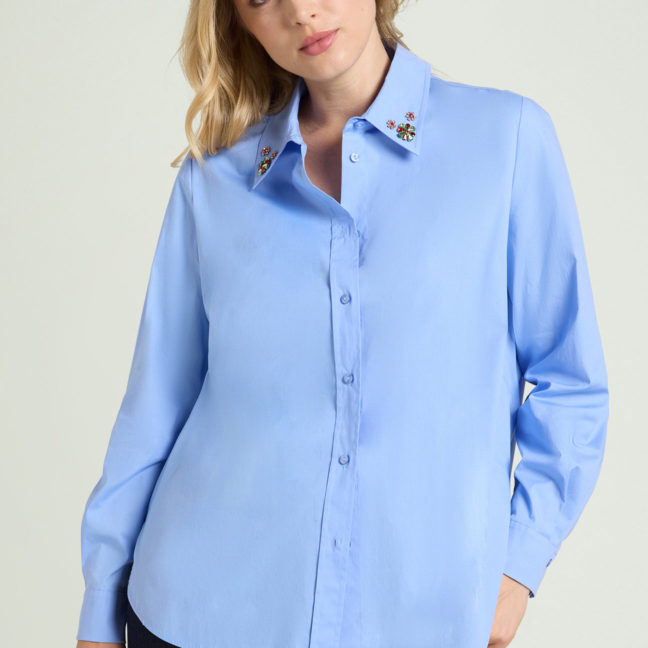 CAMICIA IN POPELINE RICAMATA