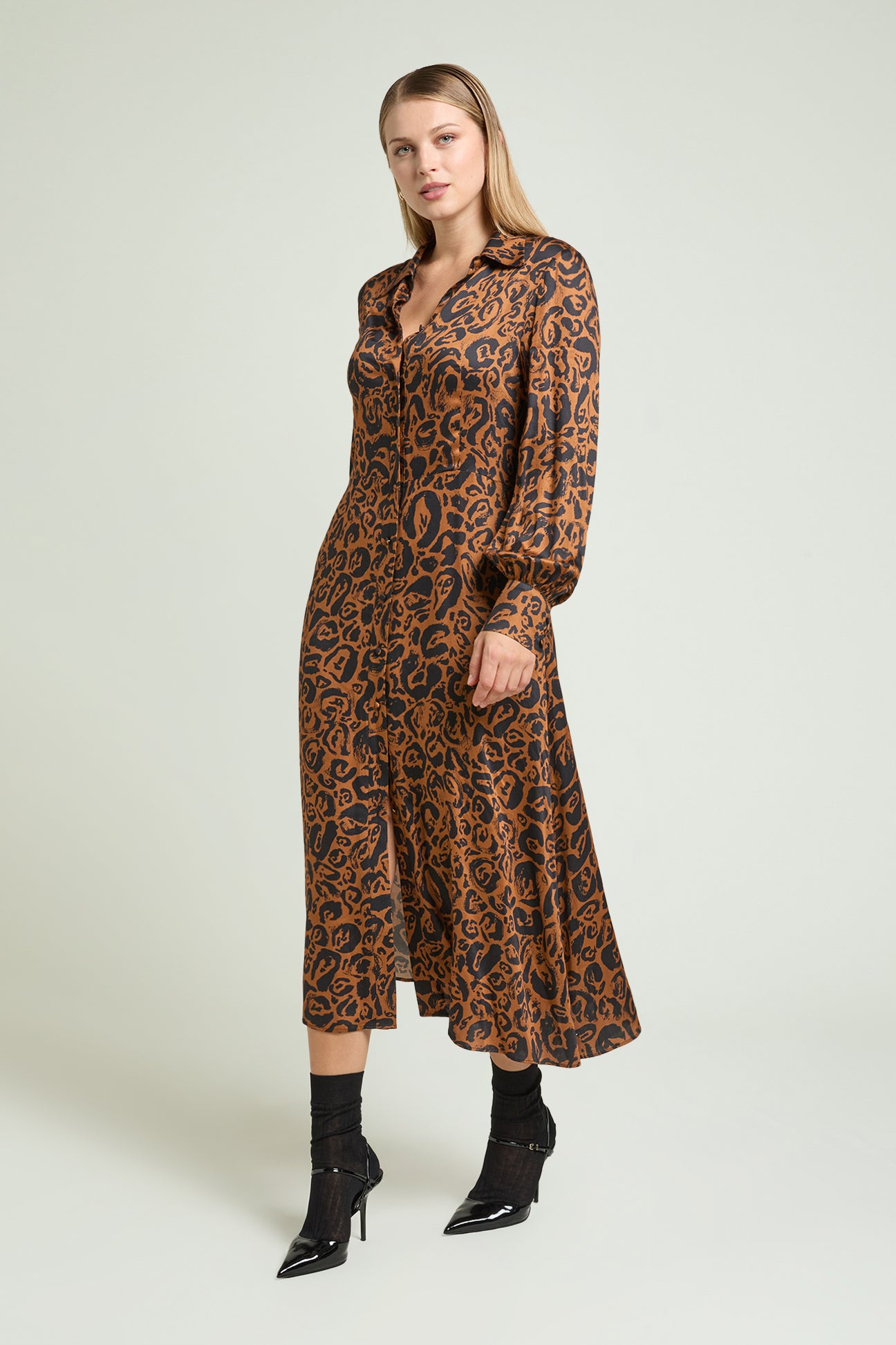 ABITO ANIMALIER IN SATIN