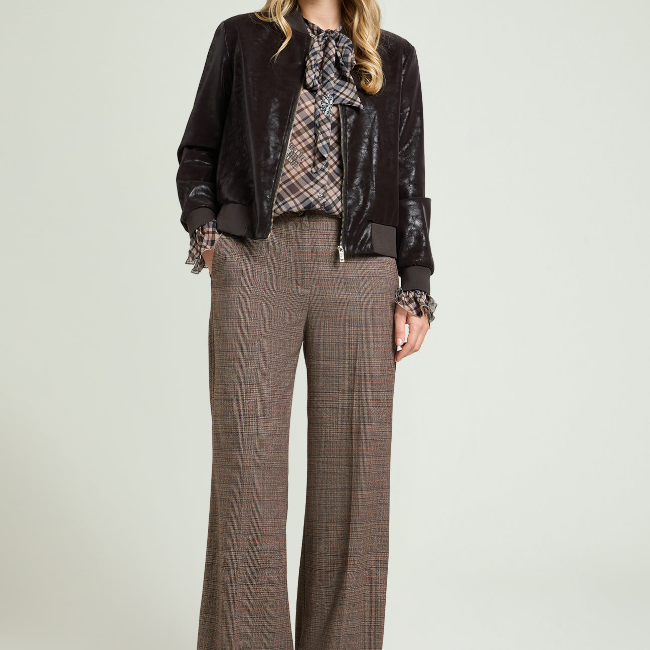 PANTALONI WIDE LEG IN GALLES