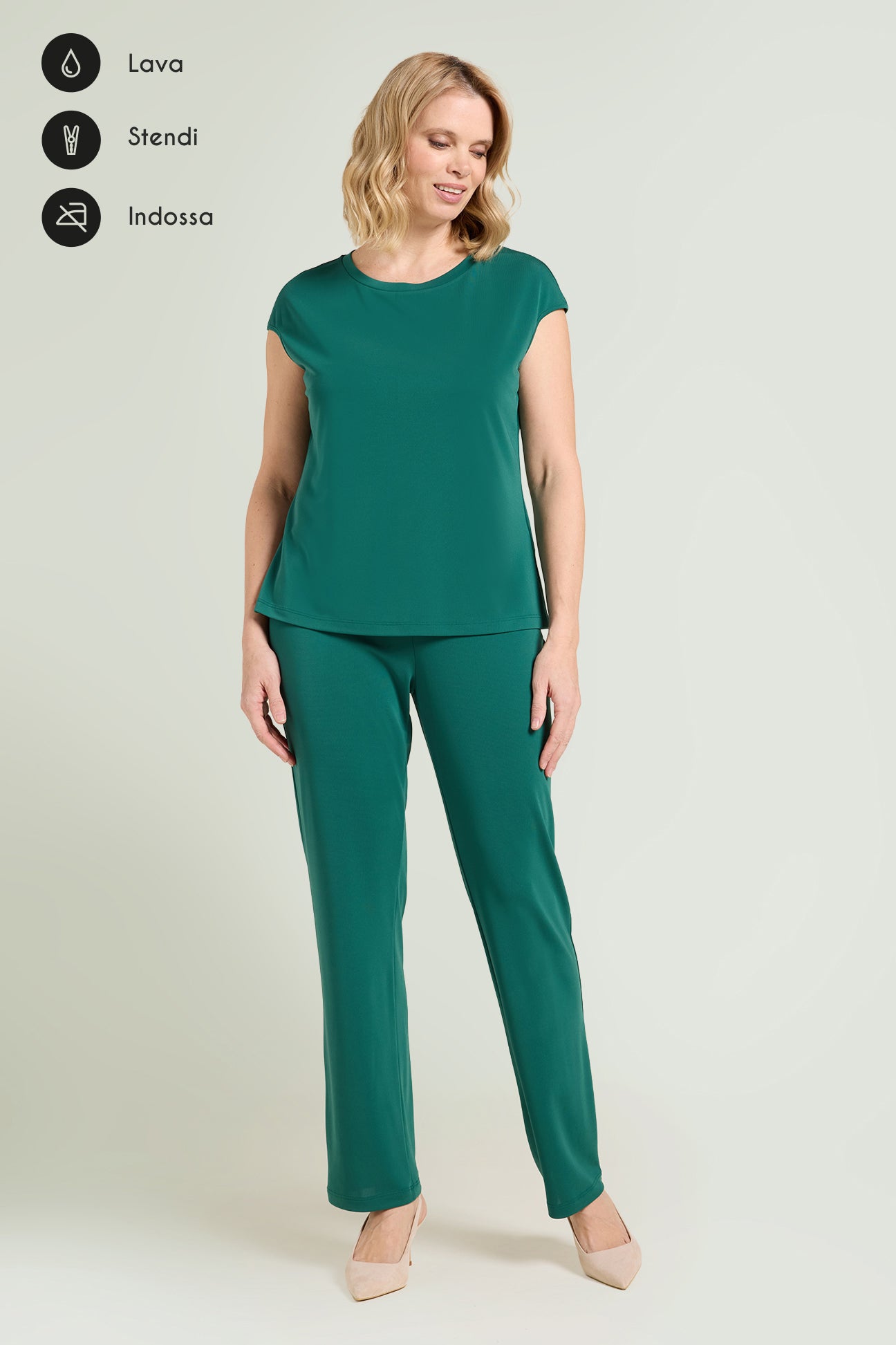 PANTALONI PULL-ON DRITTI IN JERSEY FLUIDO