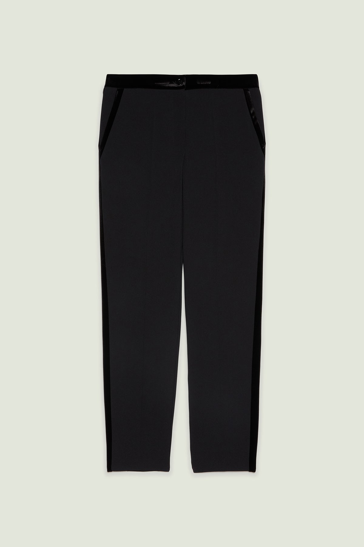 PANTALONI IN CREPE CON DETTAGLI IN VELLLUTO