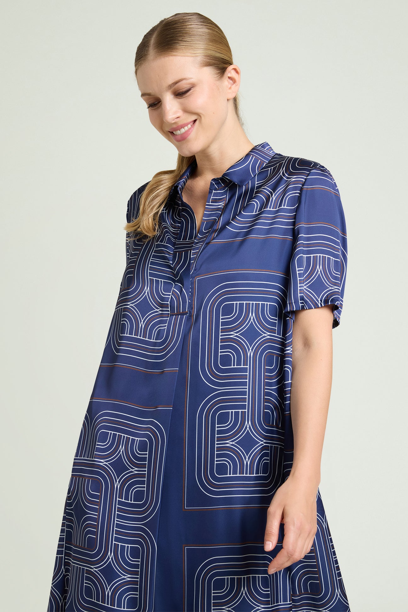 ABITO POLO IN SATIN STAMPATO