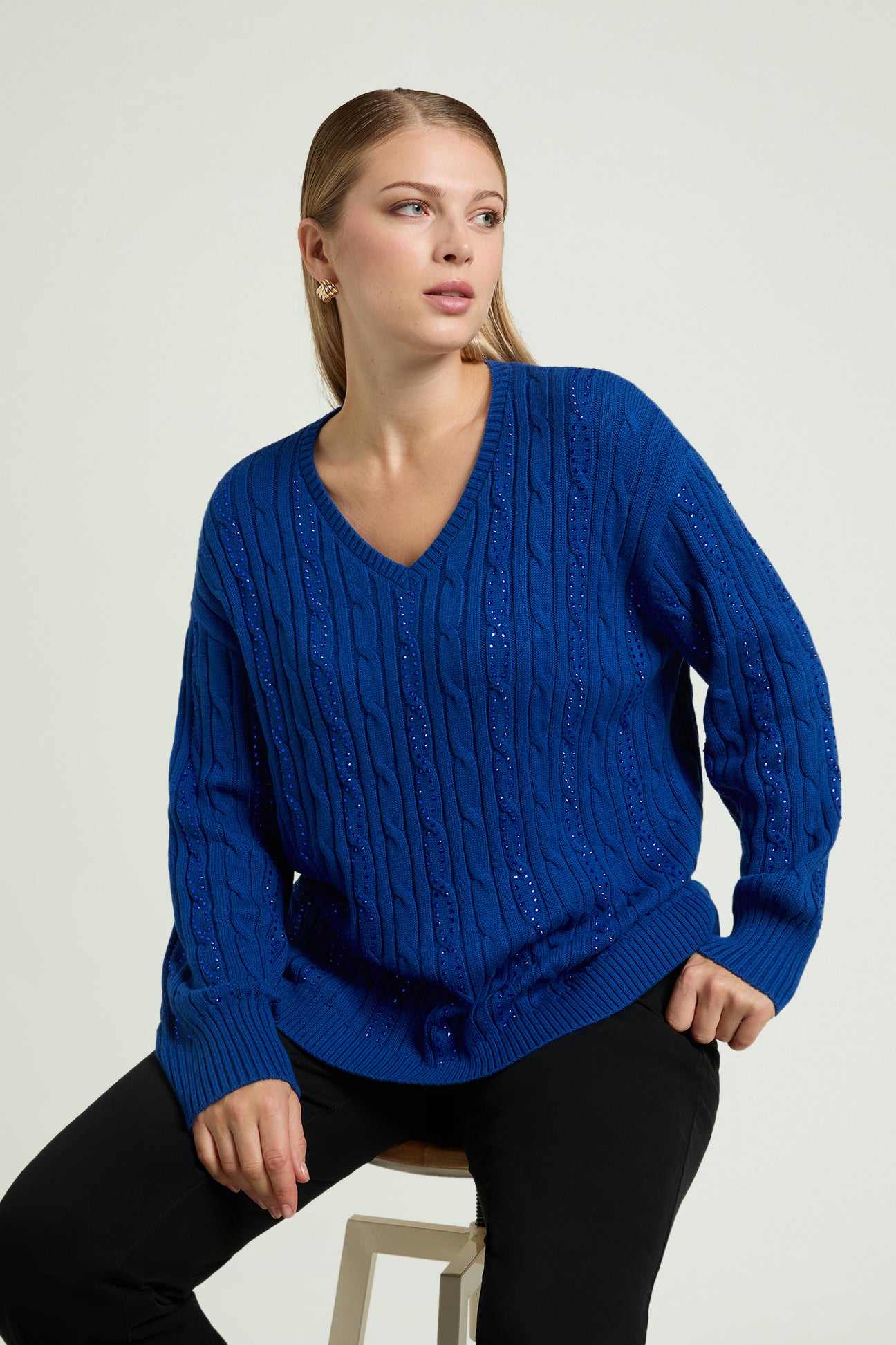 MAGLIA FULL TRECCE CON PUNTI LUCE