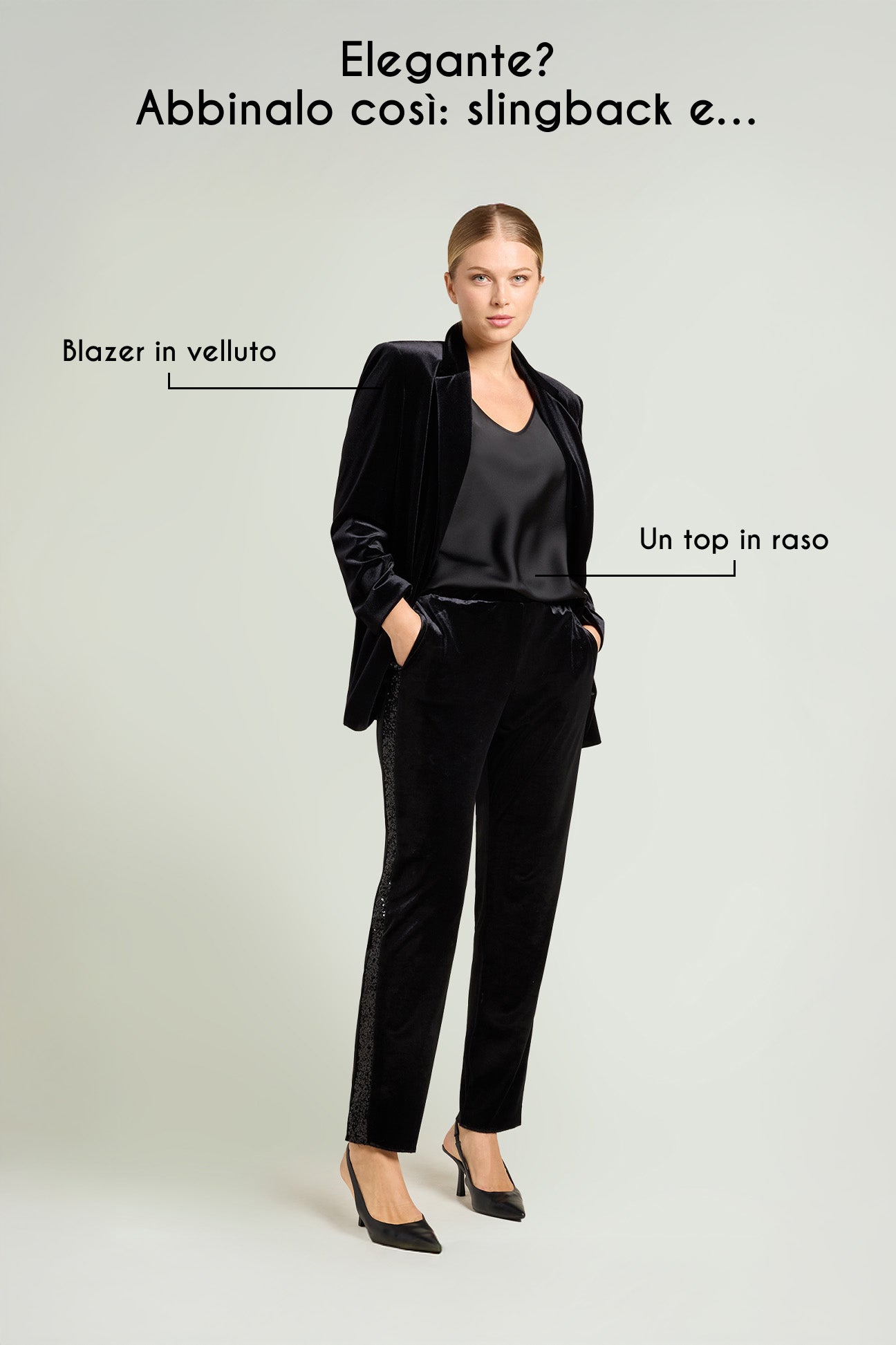 PANTALONI IN VELLUTO CON BANDE IN PAILLETTES