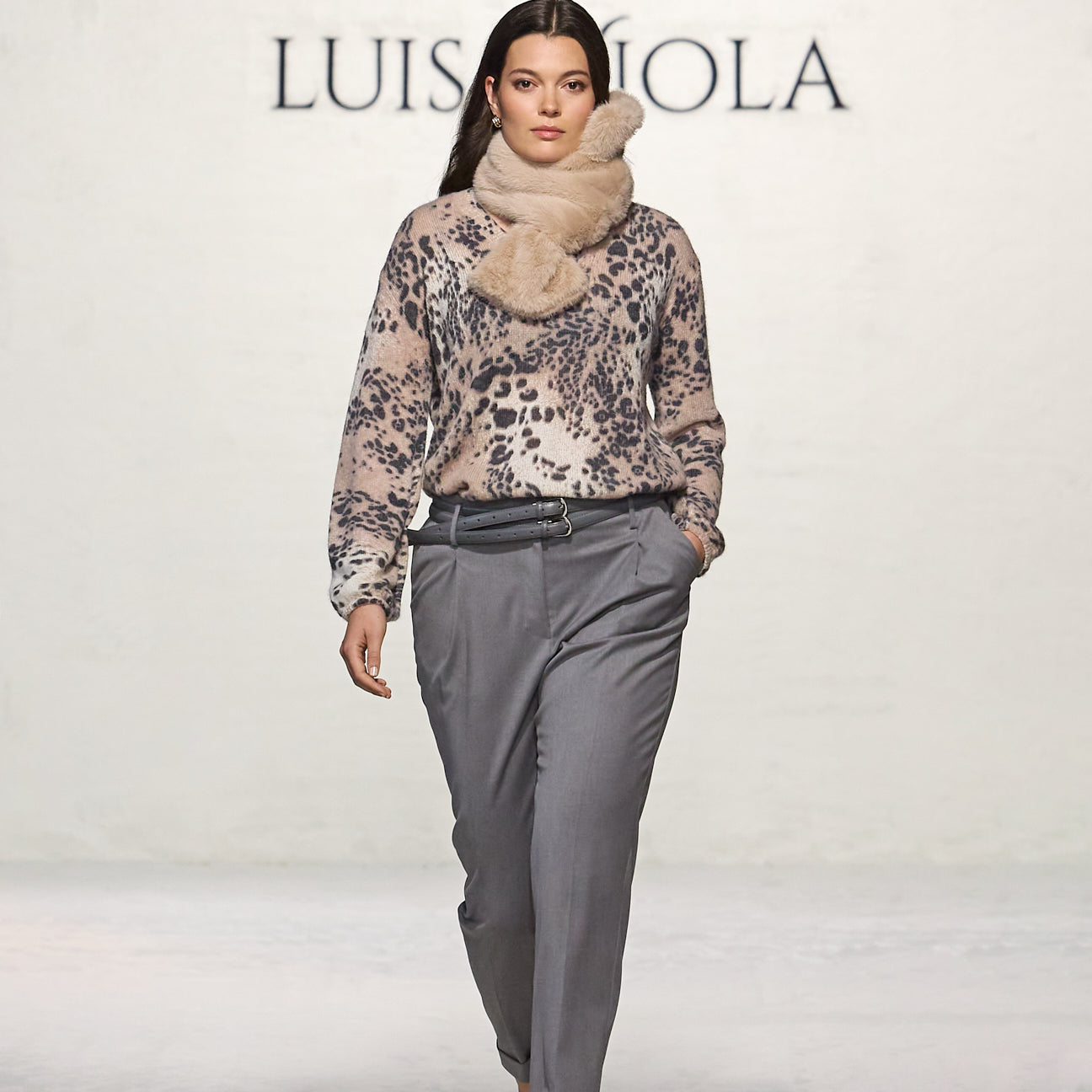 PANTALONI AMPI IN SAGLIA MELANGE