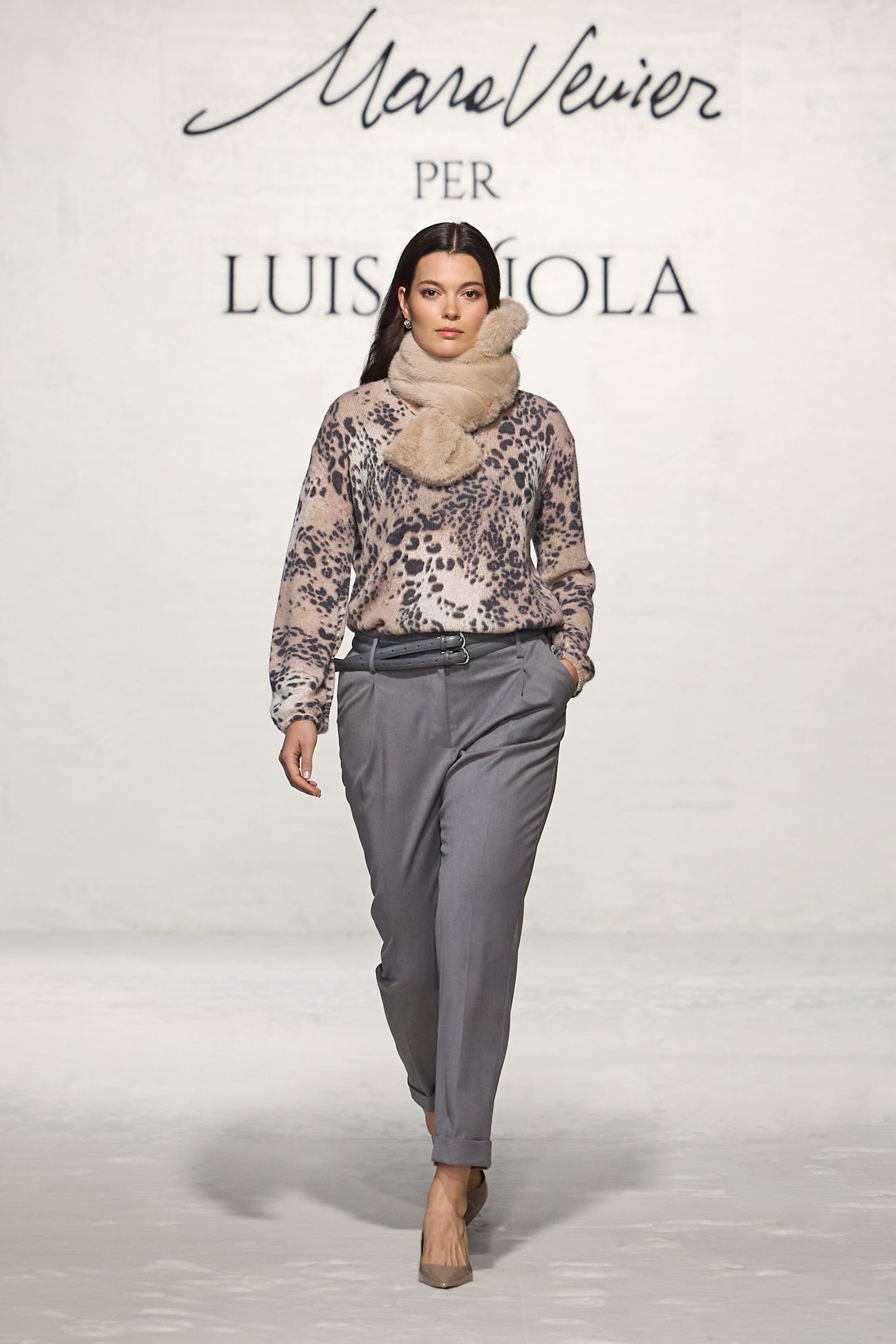 PANTALONI AMPI IN SAGLIA MELANGE