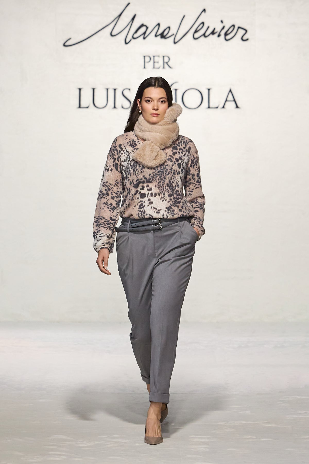 PANTALONI AMPI IN SAGLIA MELANGE